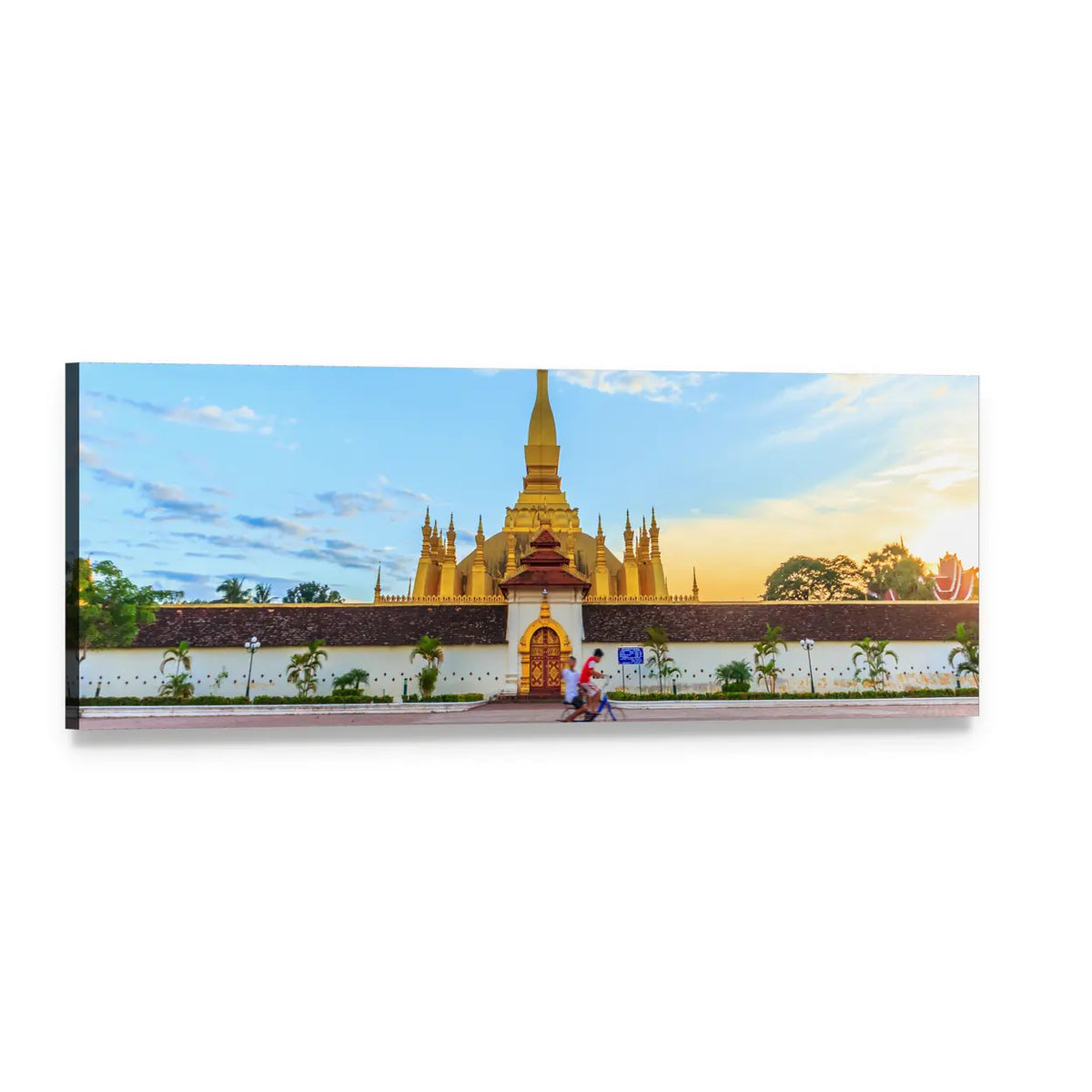 Pha That Luang Stupa, Vientiane Panoramic Canvas Wall Art, single panel gallery wrapped canvas, angled product view