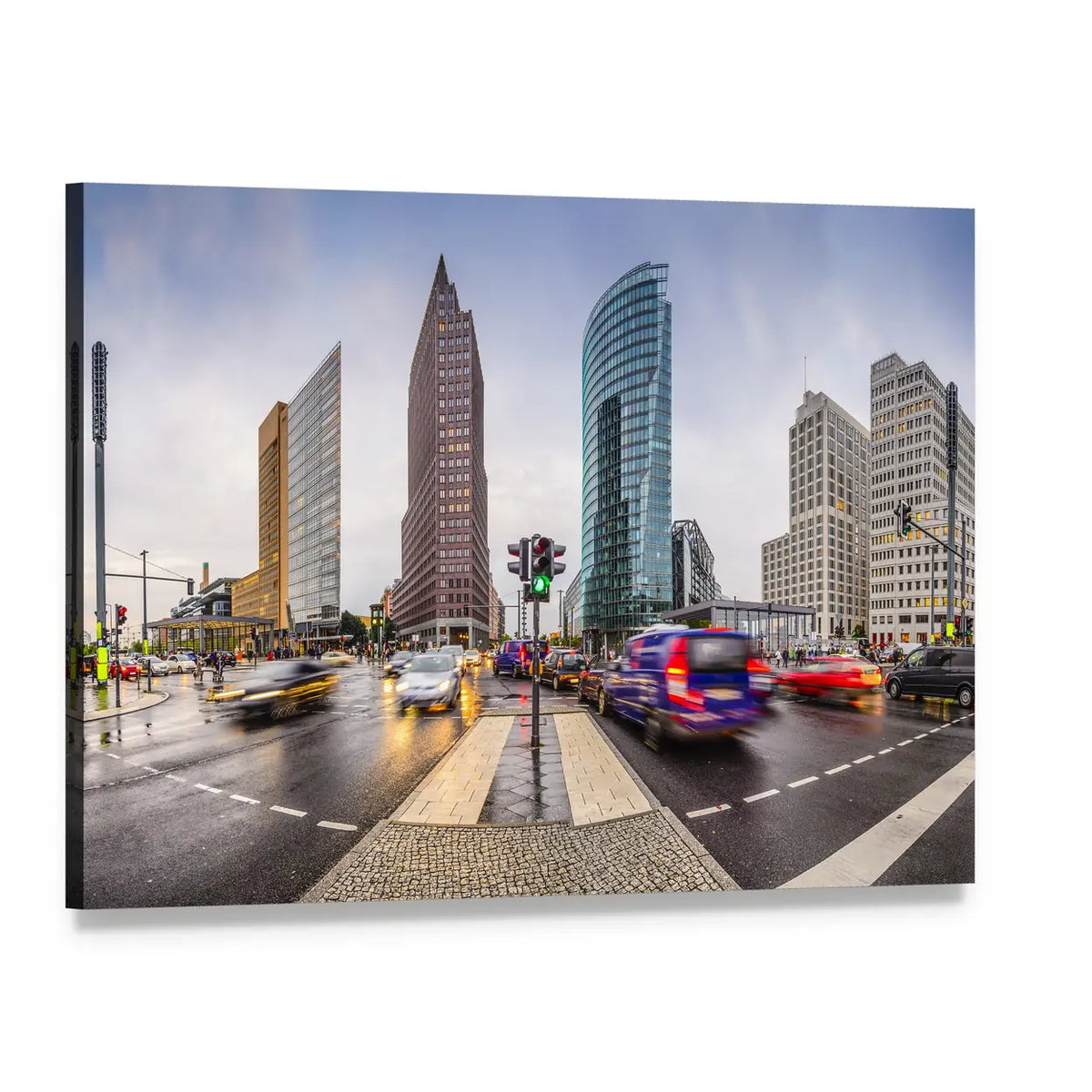 Potsdamer Platz City Skyline Canvas Wall Art, single panel gallery wrapped canvas, angled product view