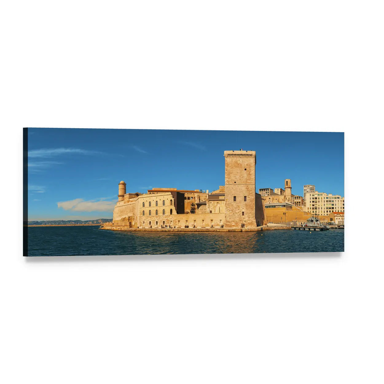 Saint Jean Fort Coastal Fortress Panoramic Canvas Wall Art, single panel gallery wrapped canvas, angled product view