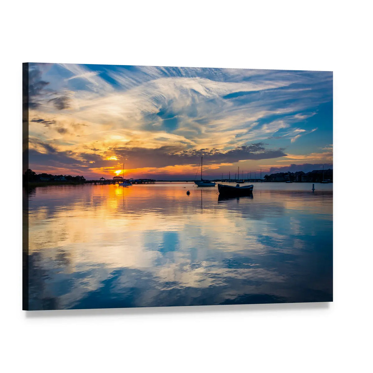 Sunset Over the Folly River Canvas Wall Art, single panel gallery wrapped canvas, angled product view