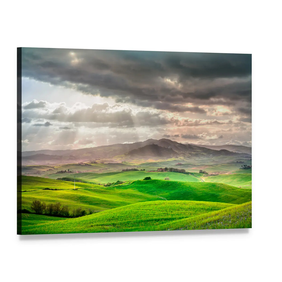 Tuscany Rolling Hills Farm Canvas Wall Art, single panel gallery wrapped canvas, angled product view