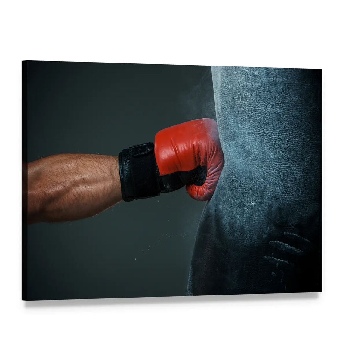 Boxer Punching Bag Close-up Canvas Wall Art, single panel gallery wrapped canvas, angled product view
