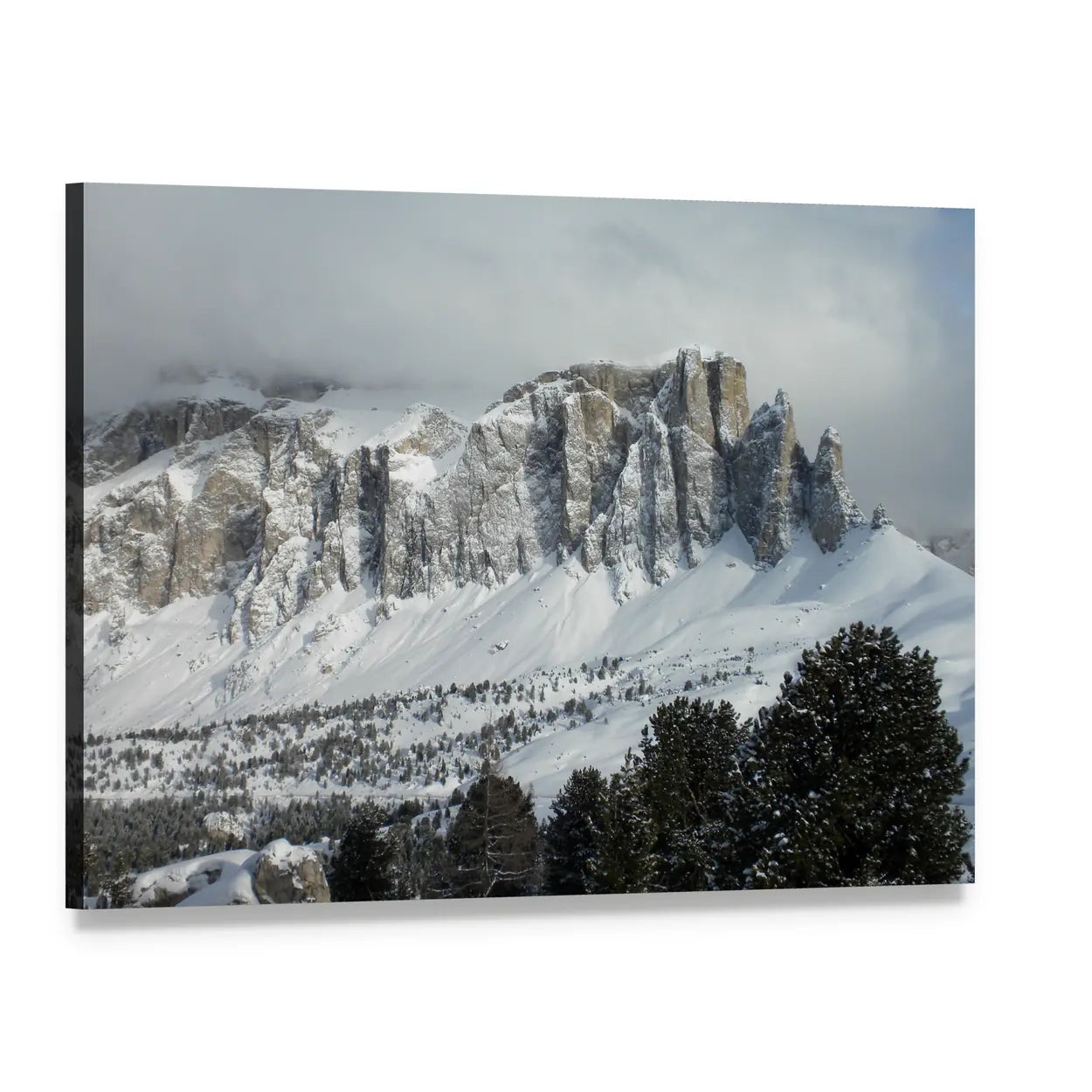Gruppo Cella Mountains In Italy Canvas Wall Art, single panel gallery wrapped canvas, angled product view