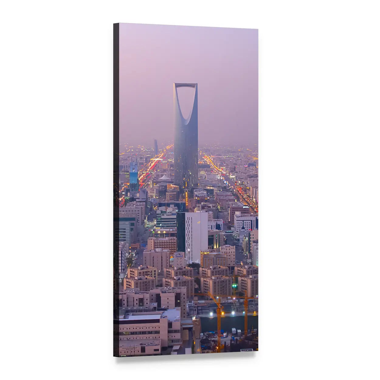 Kingdom Tower in Riyadh Vertical Canvas Wall Art, 1 panel 1 Vertical layout gallery wrapped canvas set, angled product view