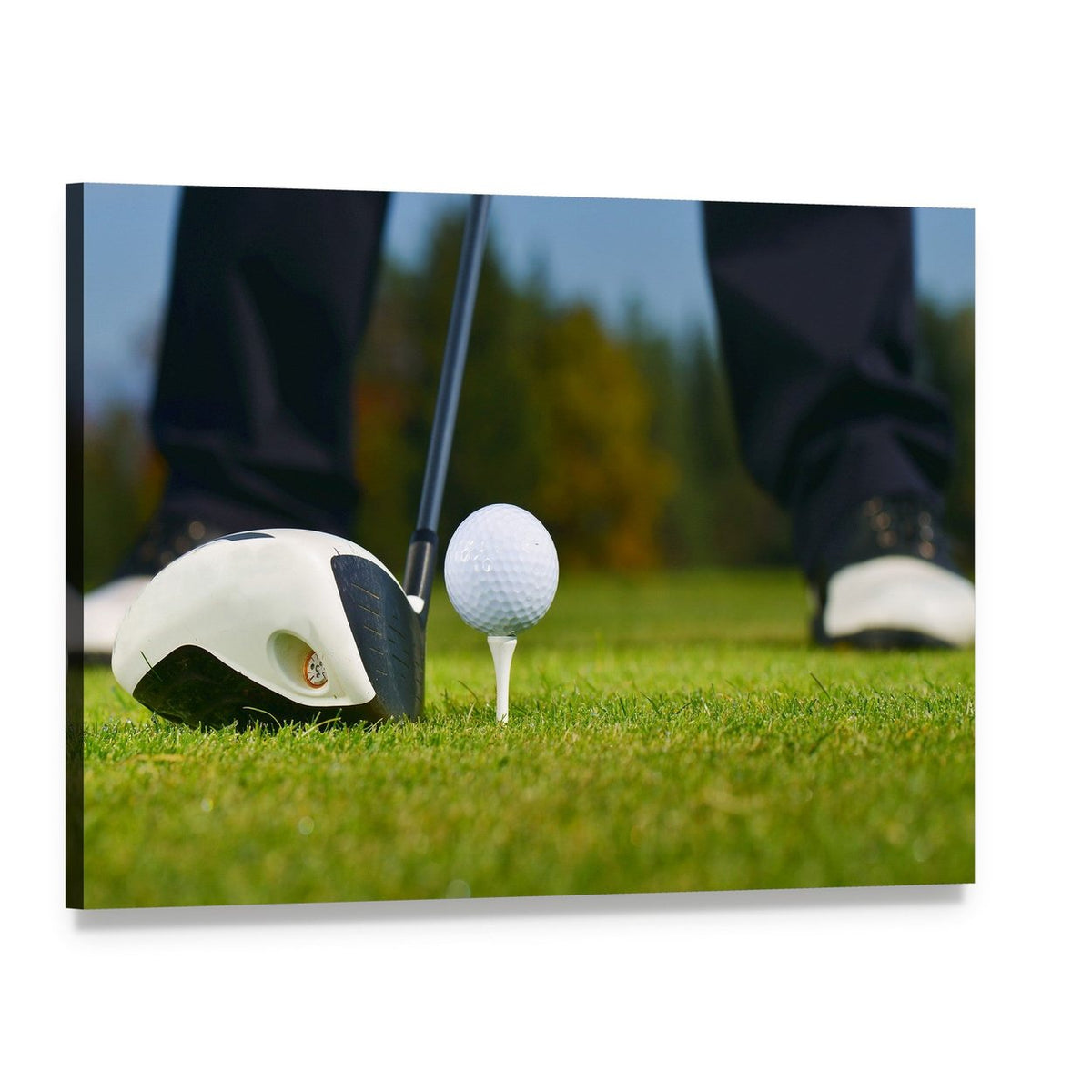 Golf Player Ready to Hit Canvas Wall Art, single panel gallery wrapped canvas, angled product view