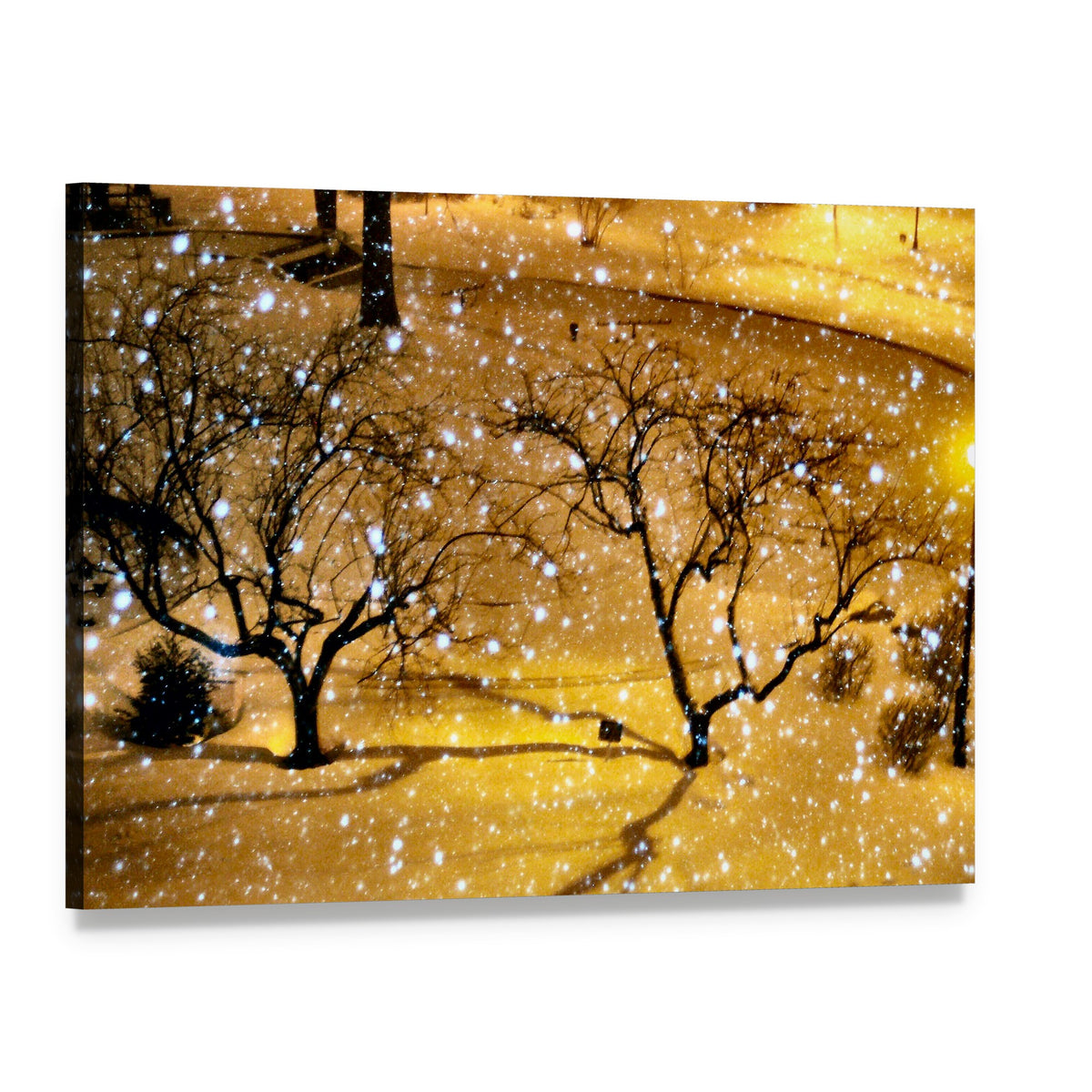 Winter Evening in New York City Canvas Wall Art, single panel gallery wrapped canvas, angled product view