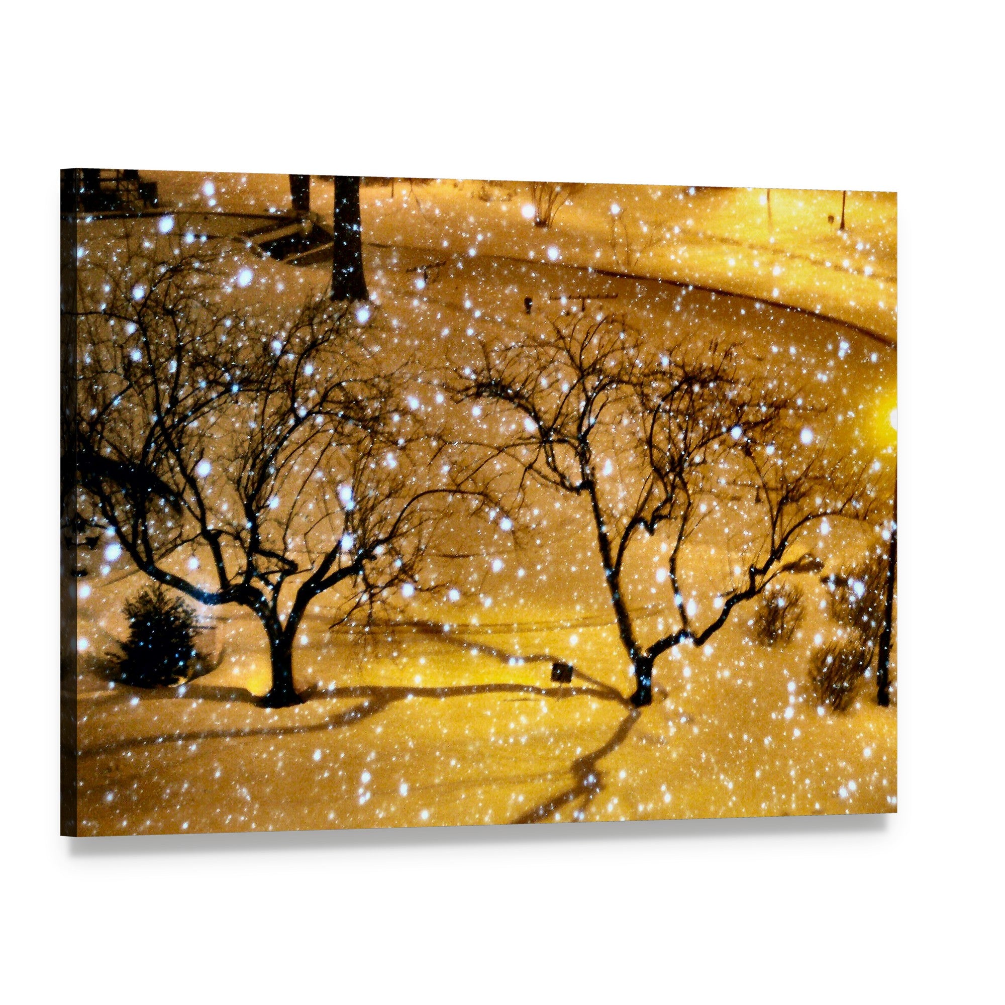 Winter Evening in New York City Canvas Wall Art, single panel gallery wrapped canvas, angled product view