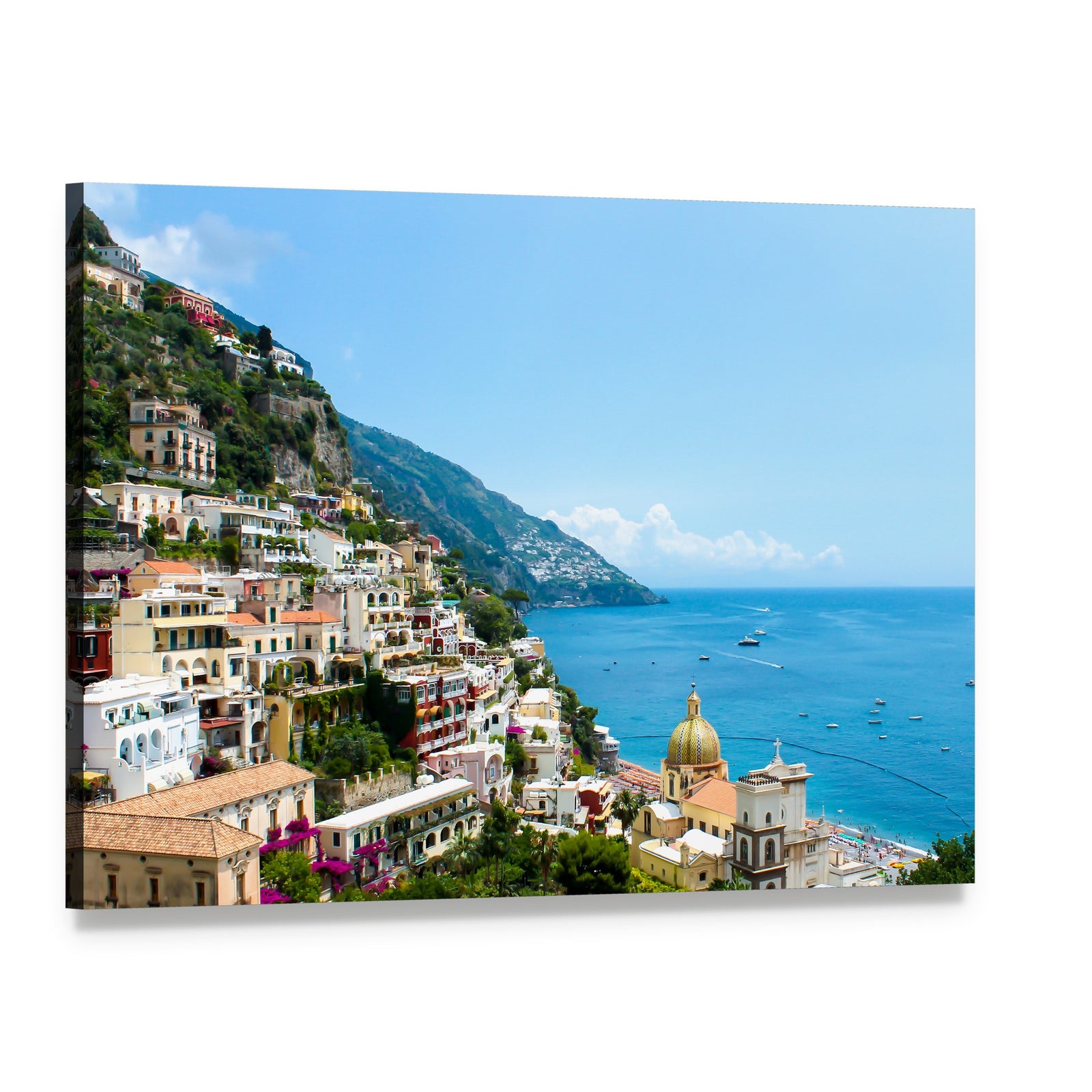 Positano on the Amalfi Coast Canvas Wall Art, single panel gallery wrapped canvas, angled product view