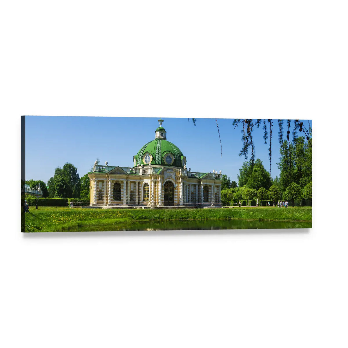 Kuskovo Grotto Pavilion Panoramic Canvas Wall Art, single panel gallery wrapped canvas, angled product view