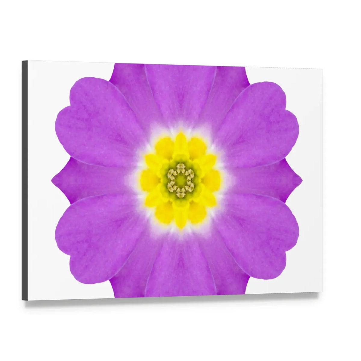 Purple Kaleidoscopic Flower Canvas Wall Art, single panel gallery wrapped canvas, angled product view