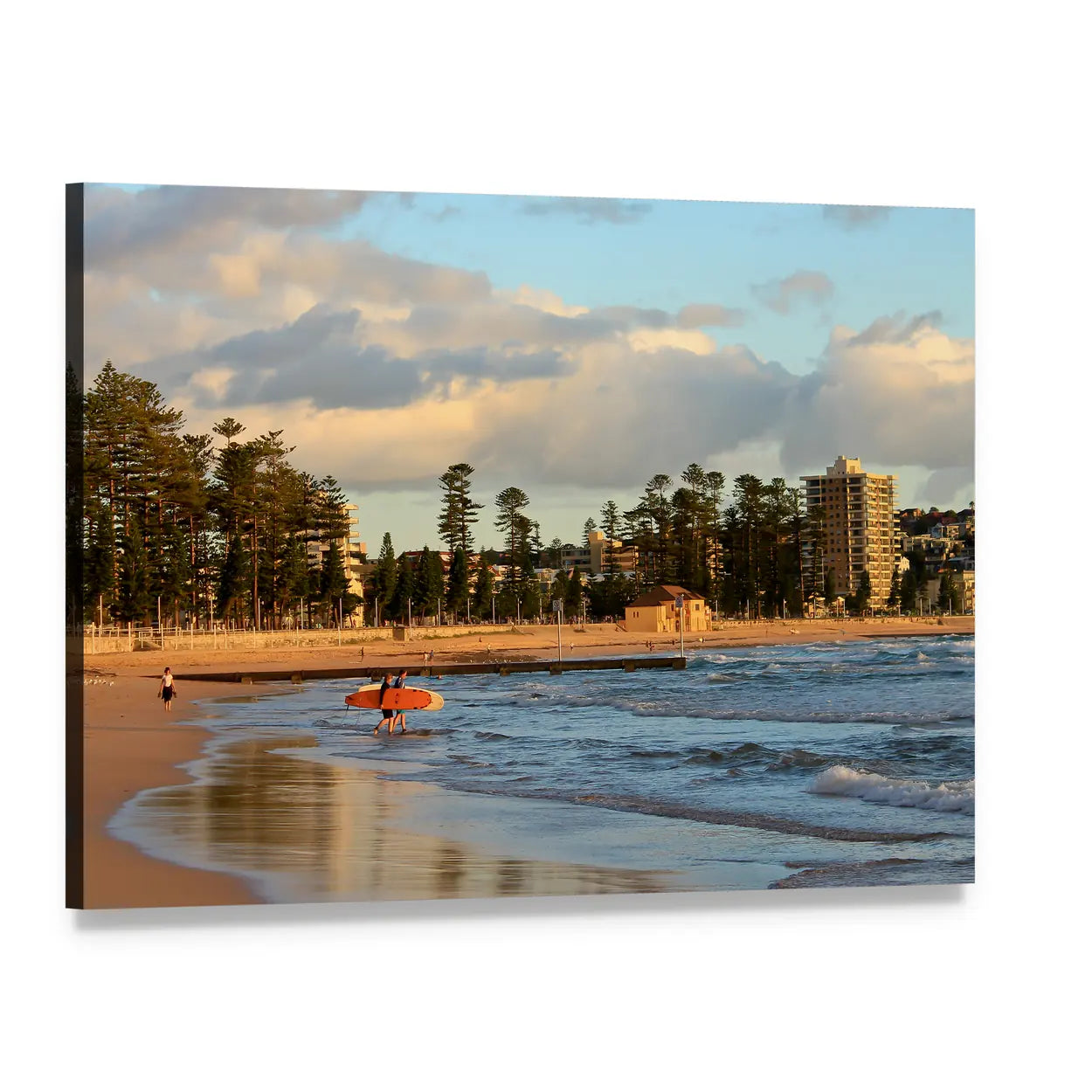 Manly Beach Sydney Late Afternoon Canvas Wall Art, single panel gallery wrapped canvas, angled product view