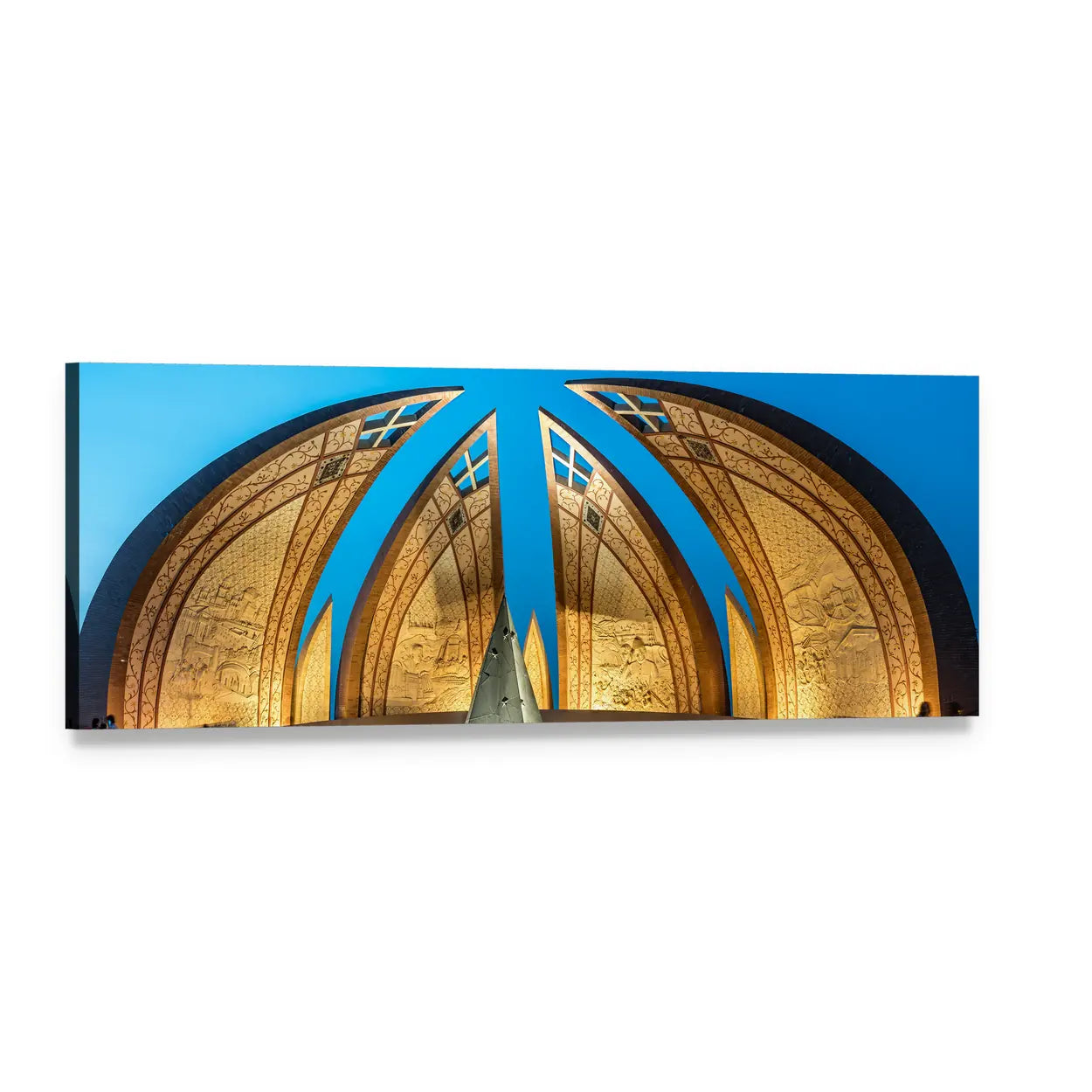 Pakistan Monument Centered View Panoramic Canvas Wall Art, single panel gallery wrapped canvas, angled product view