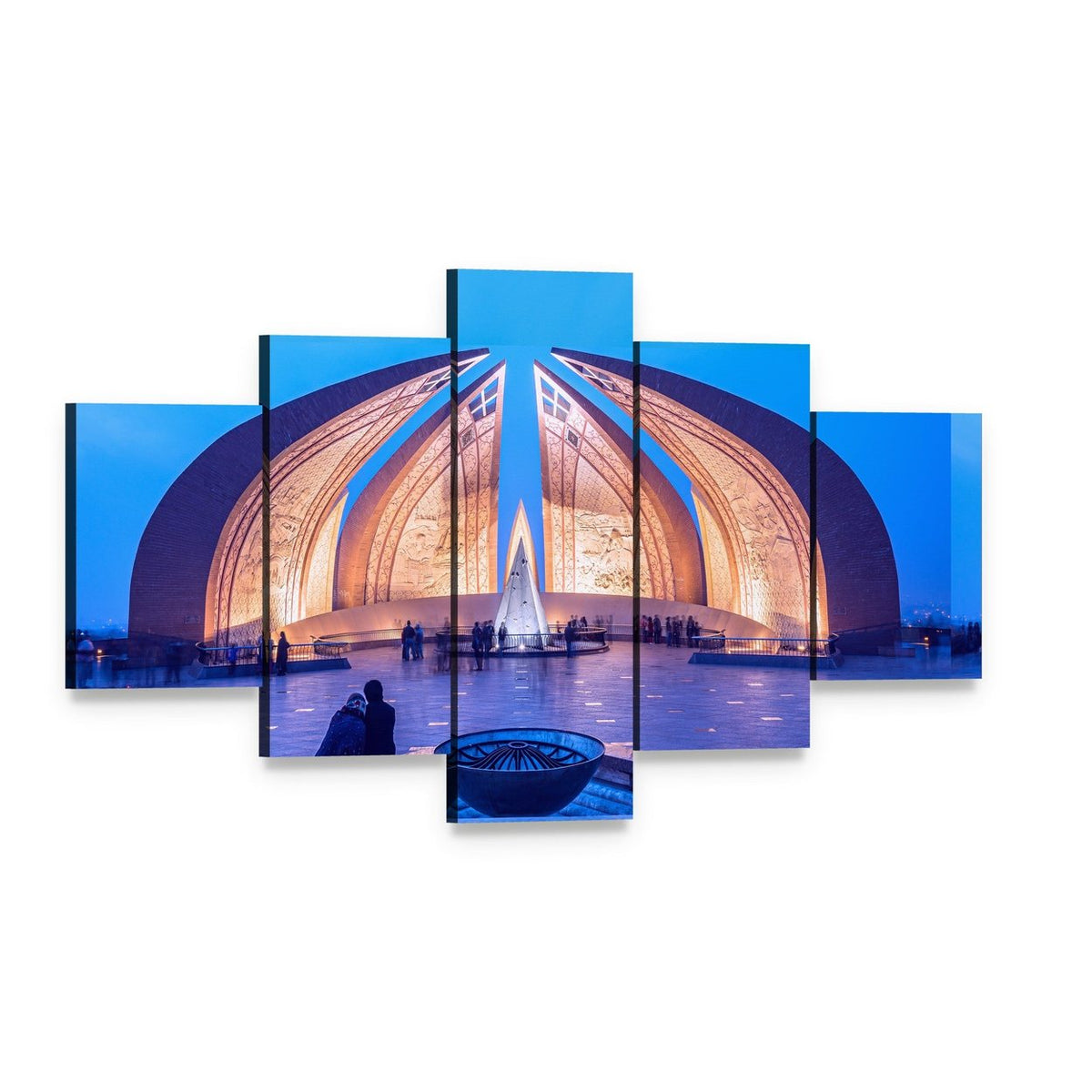 Pakistan Monument in Islamabad Canvas Wall Art, 5 panel 5 Star layout gallery wrapped canvas set, angled product view