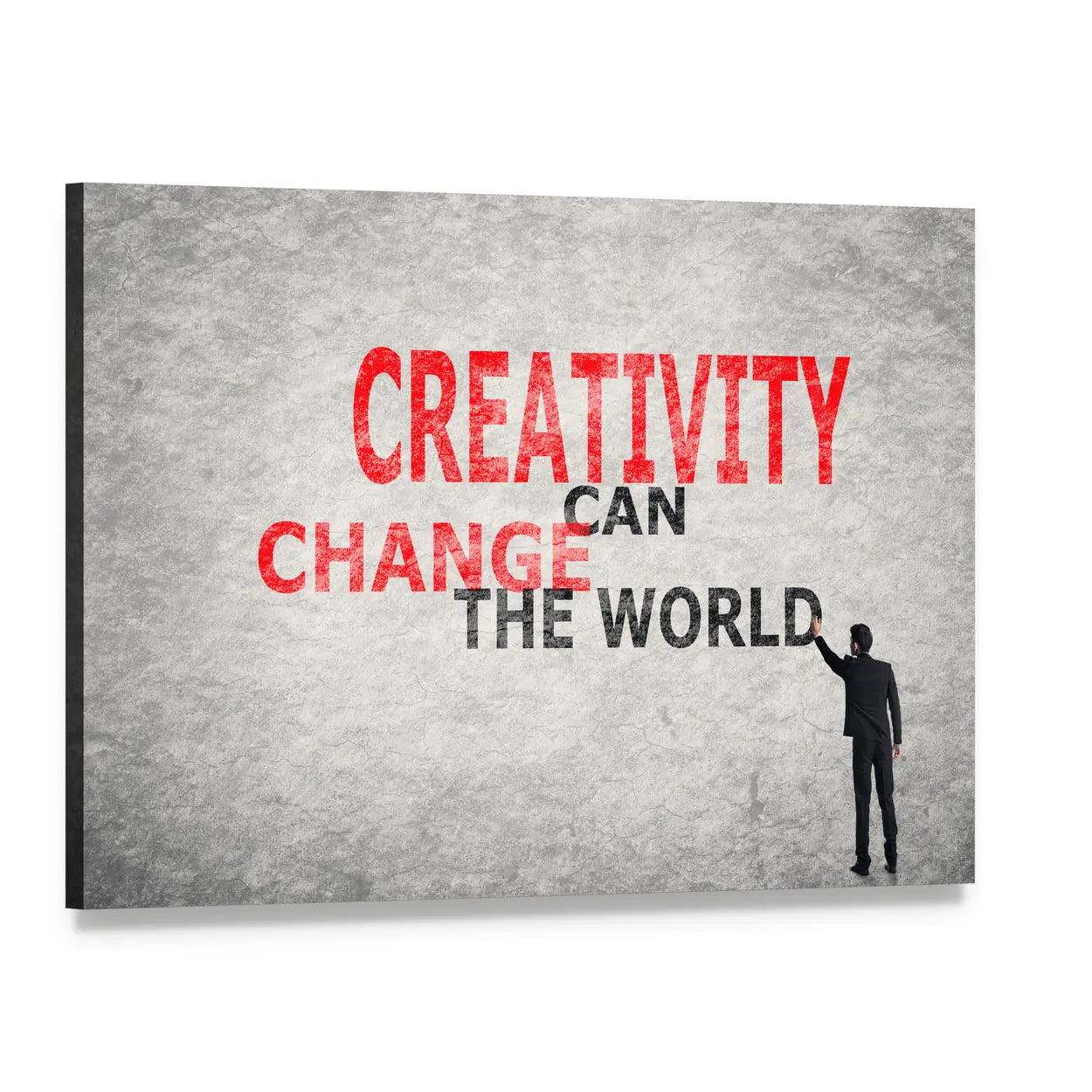 Creativity Can Change the World Quote Canvas Wall Art, single panel gallery wrapped canvas, angled product view