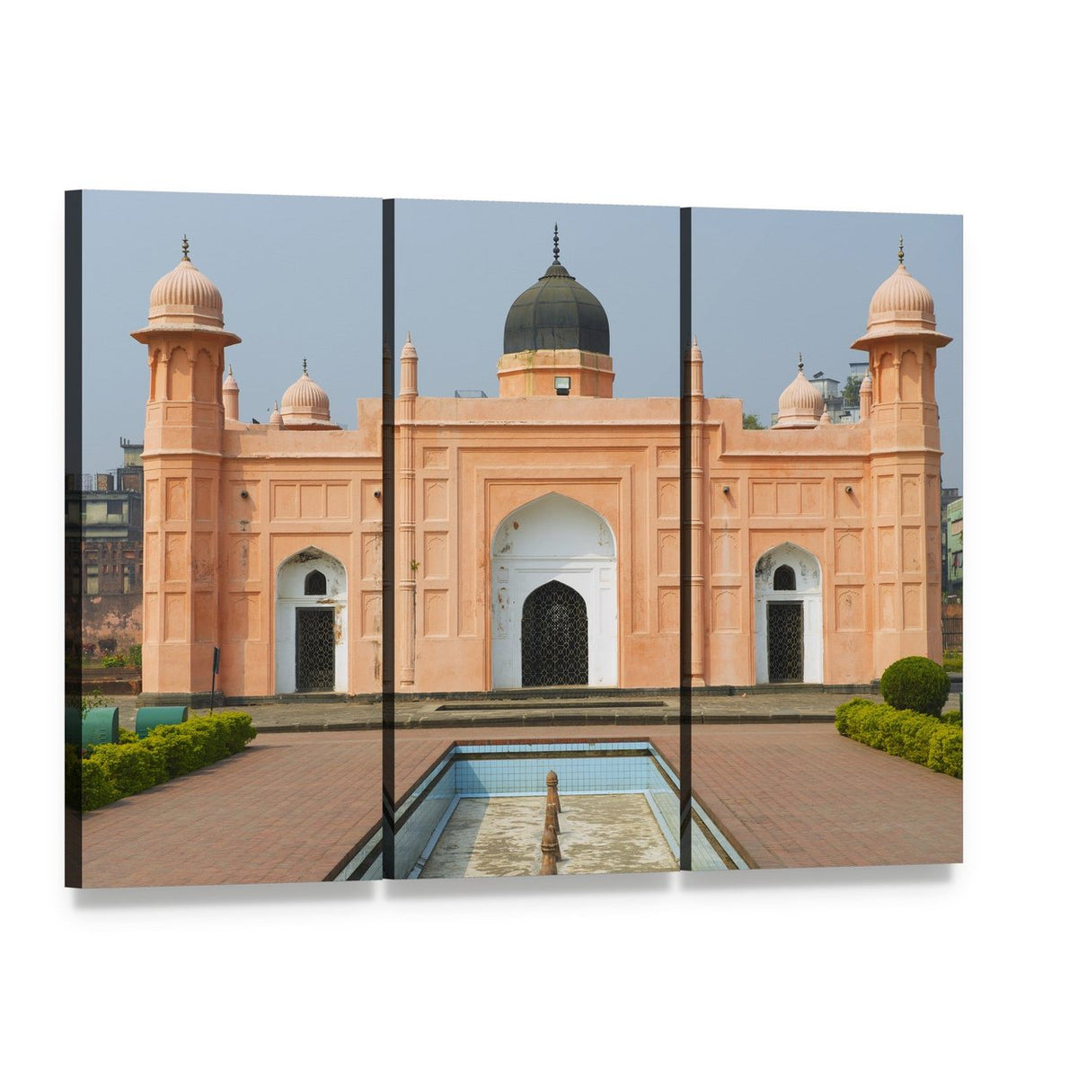 Tomb of Pari Bibi Canvas Wall Art, 3 panel 3 Horizontal layout gallery wrapped canvas set, angled product view