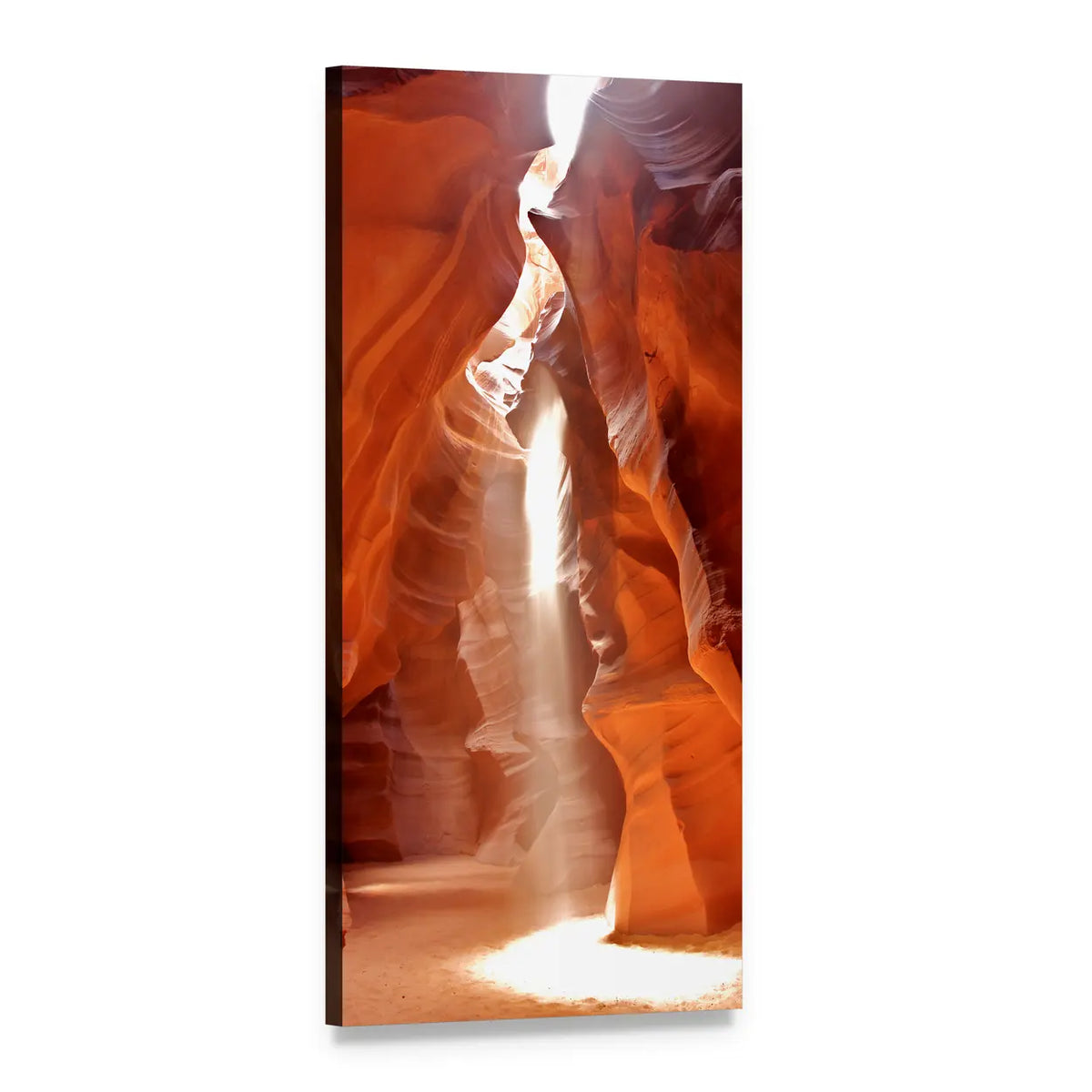 Upper Antelope Canyon Light Beam Vertical Canvas Wall Art, 1 panel 1 Vertical layout gallery wrapped canvas set, angled product view