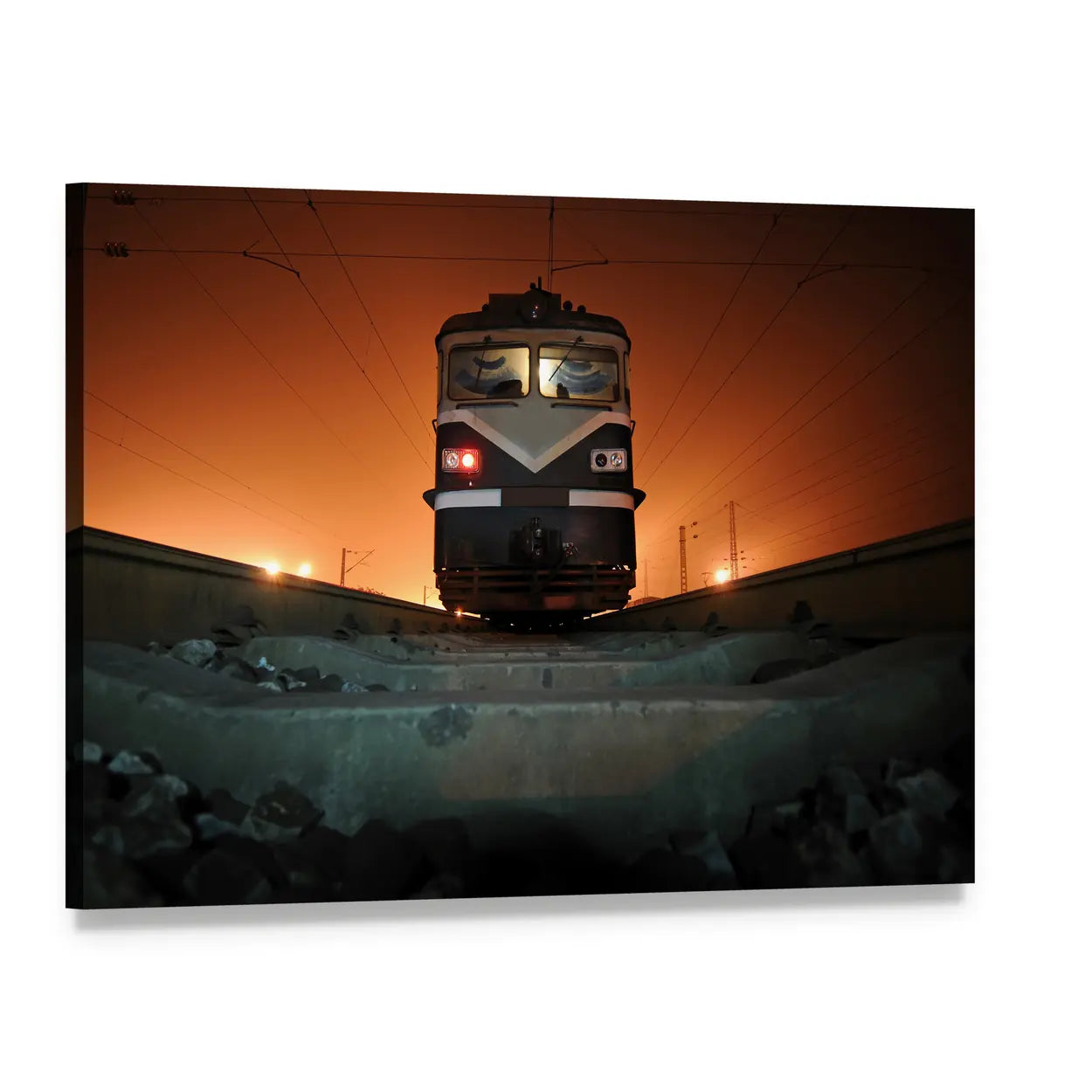Chinese Electric Train at Night Canvas Wall Art, single panel gallery wrapped canvas, angled product view