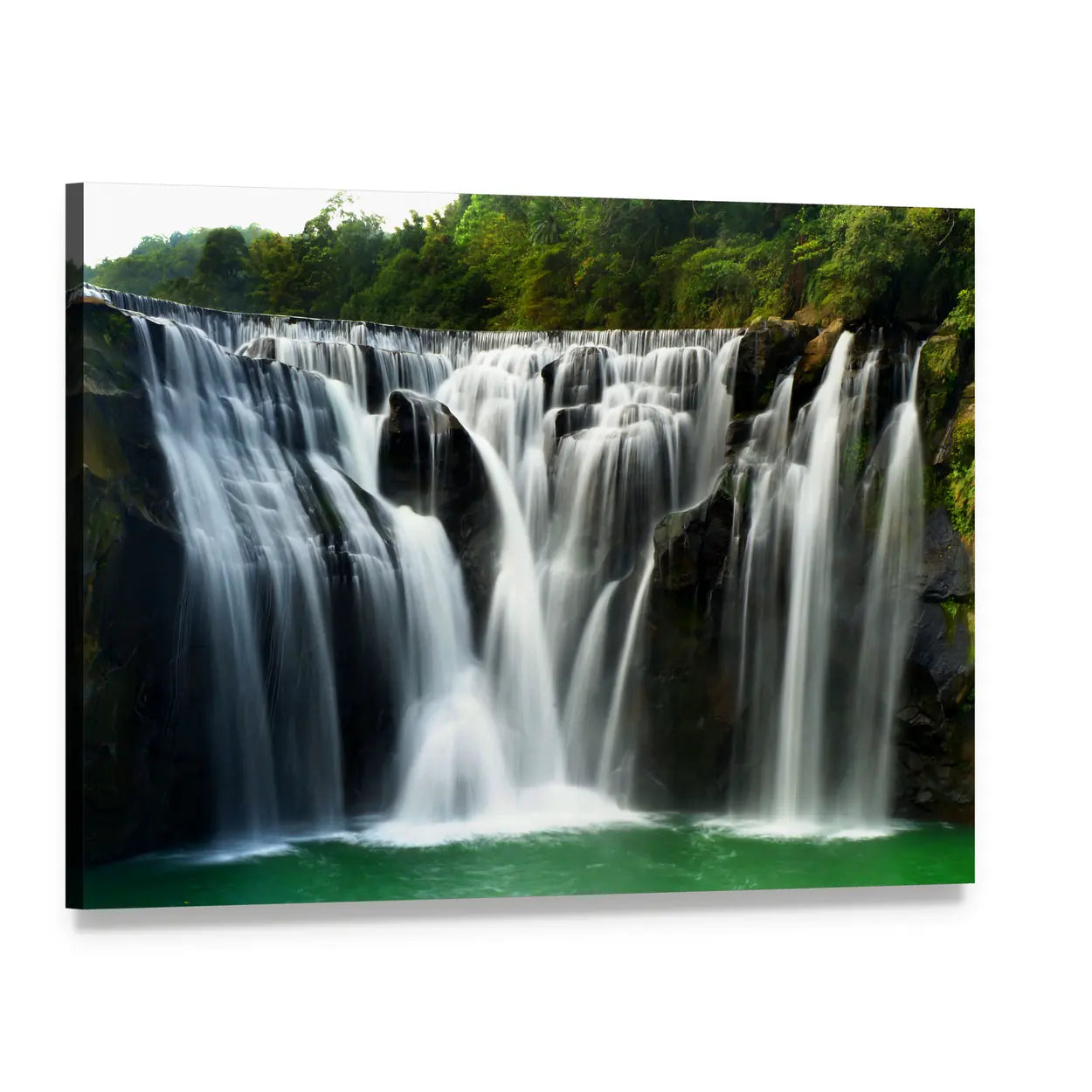 Waterfall In ShiFen Taiwan Canvas Wall Art, single panel gallery wrapped canvas, angled product view