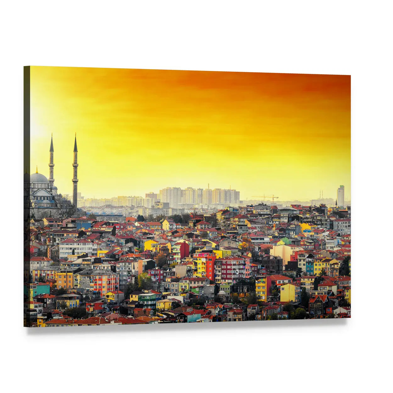 Mosque Suleymaniye At Sunset In Istanbul Canvas Wall Art, single panel gallery wrapped canvas, angled product view