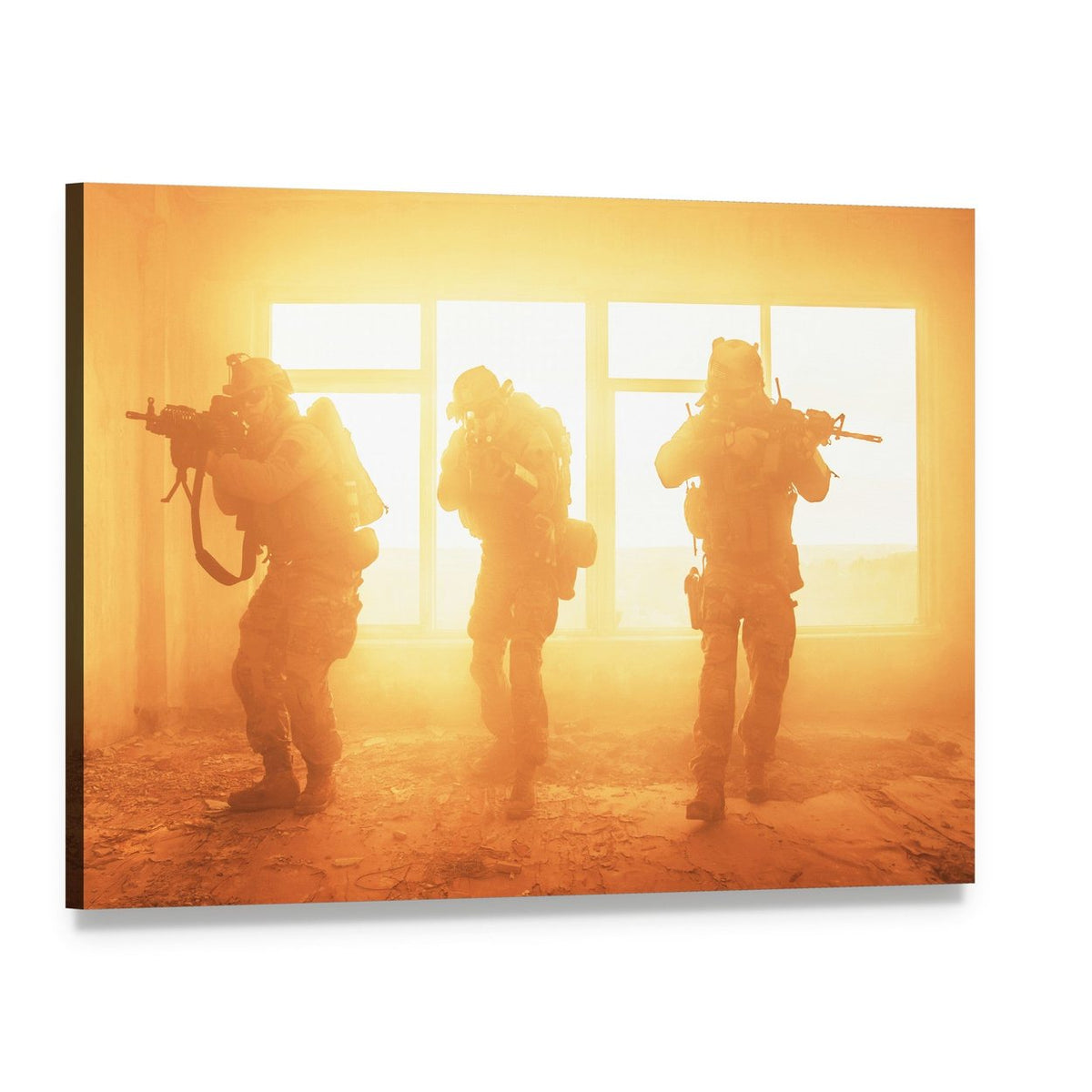 Us Army Rangers in the Military Operation Canvas Wall Art, single panel gallery wrapped canvas, angled product view