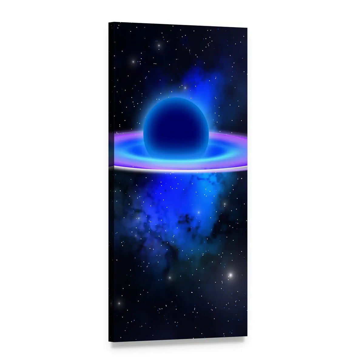Glowing Black Hole Vertical Canvas Wall Art, 1 panel 1 Vertical layout gallery wrapped canvas set, angled product view