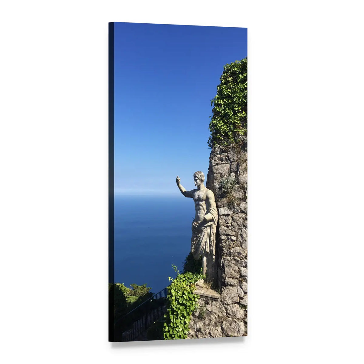 Greco-roman Statue on Coastal Cliff Vertical Canvas Wall Art, 1 panel 1 Vertical layout gallery wrapped canvas set, angled product view