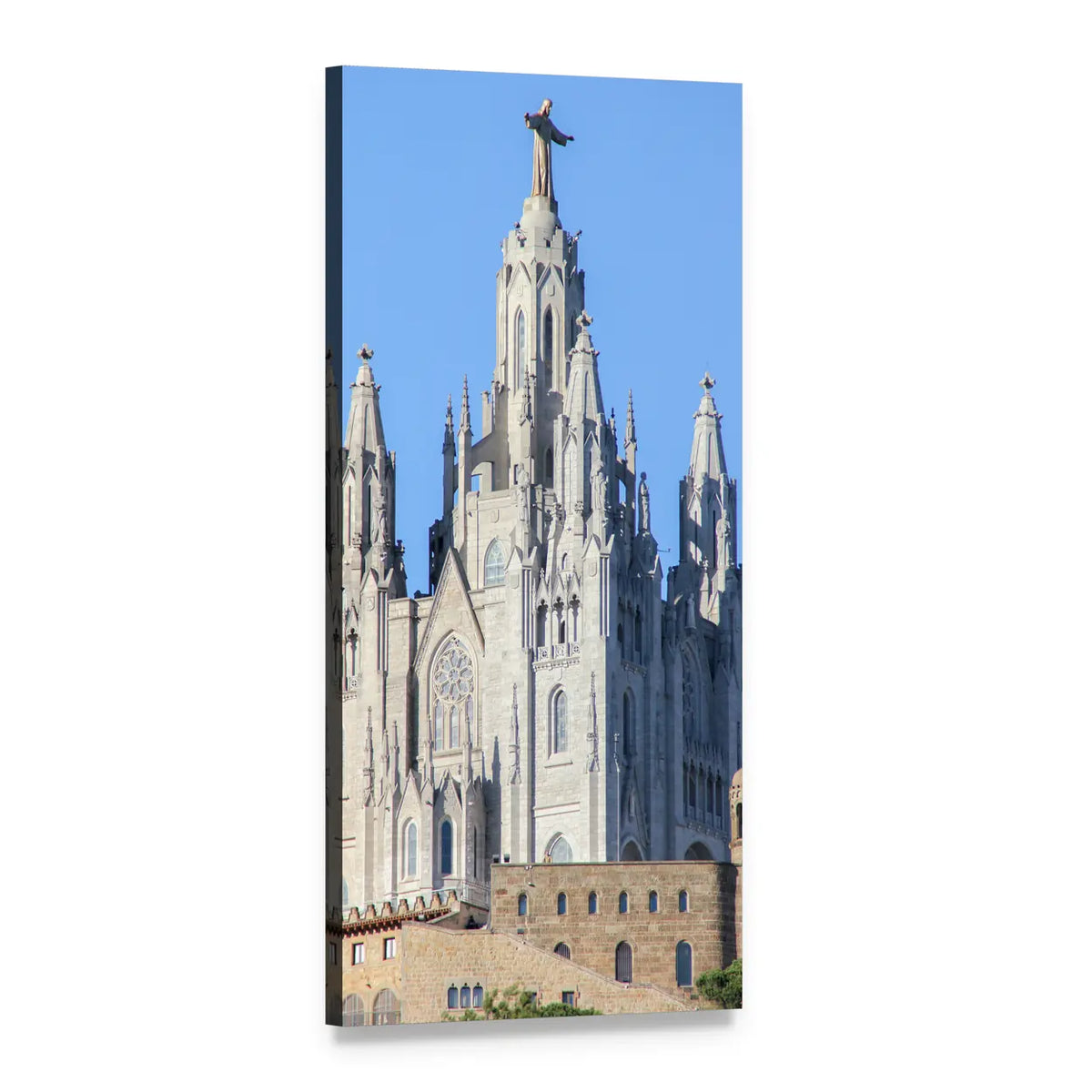 Temple Expiatori Del Sagrat Cor, Tibidabo Vertical Canvas Wall Art, 1 panel 1 Vertical layout gallery wrapped canvas set, angled product view