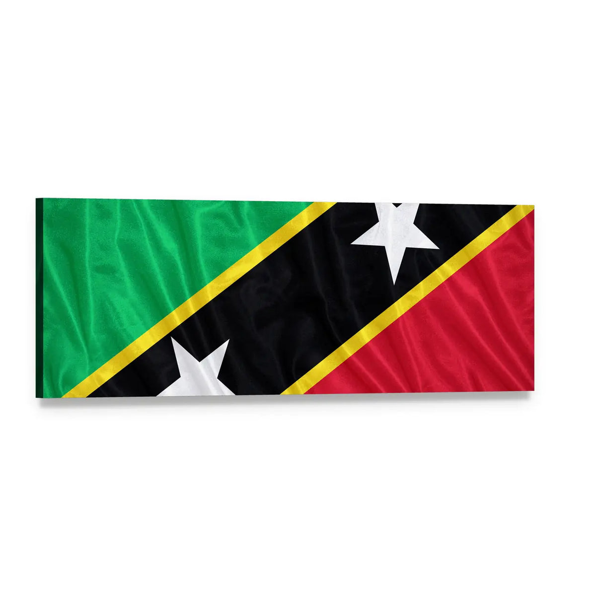 Saint Kitts and Nevis Flag Panoramic Canvas Wall Art, single panel gallery wrapped canvas, angled product view