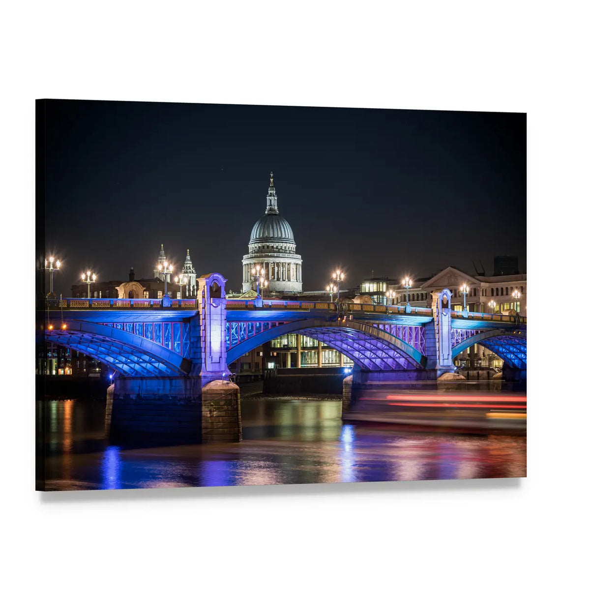 St Paul's Cathedral at Night Canvas Wall Art, single panel gallery wrapped canvas, angled product view