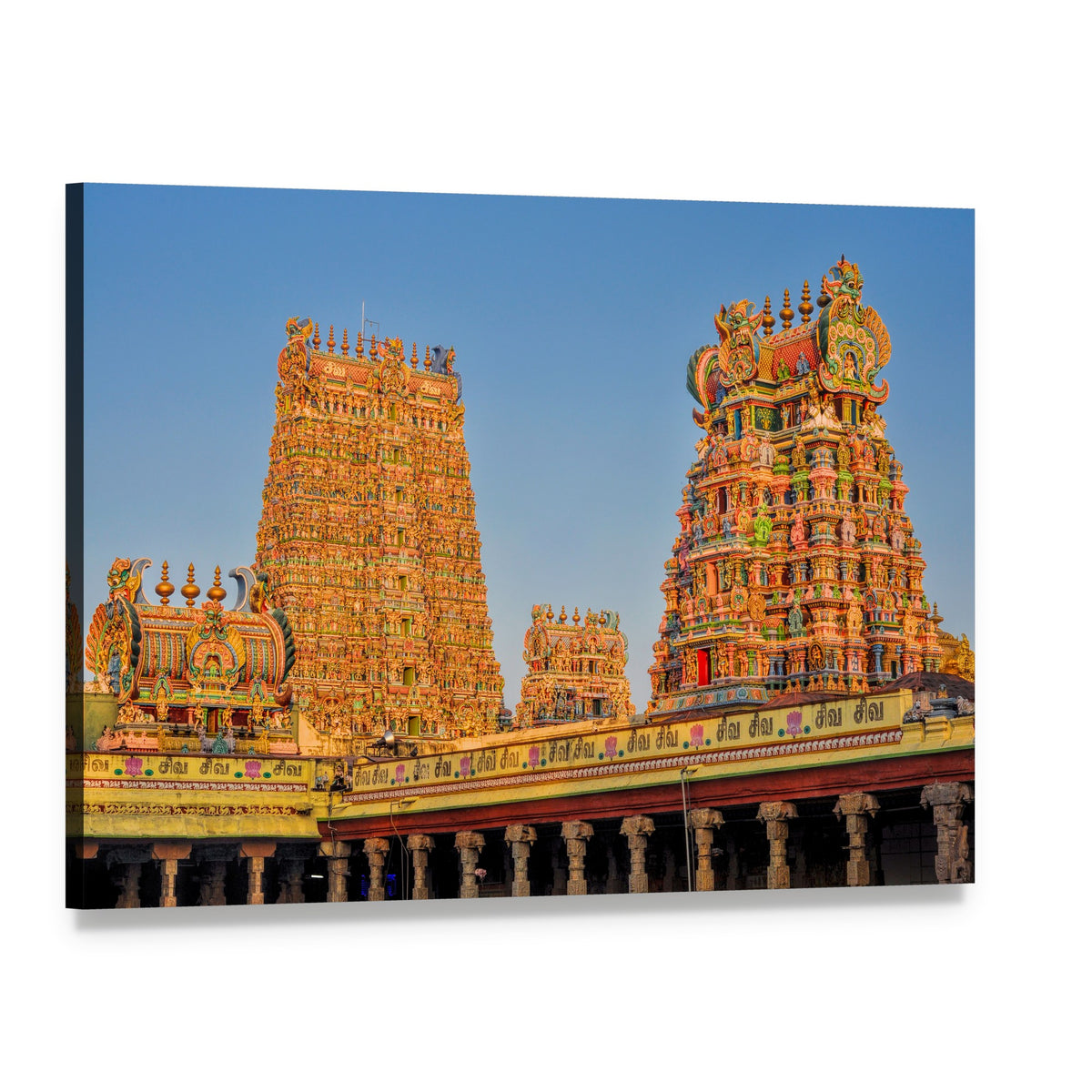 Meenakshi Amman Temple at Daytime Canvas Wall Art, single panel gallery wrapped canvas, angled product view