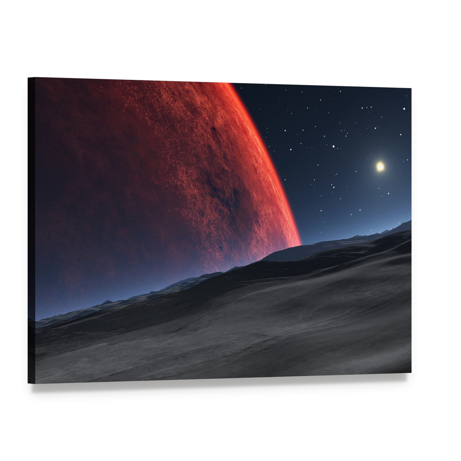 Deimos and Red Planet Canvas Wall Art, single panel gallery wrapped canvas, angled product view