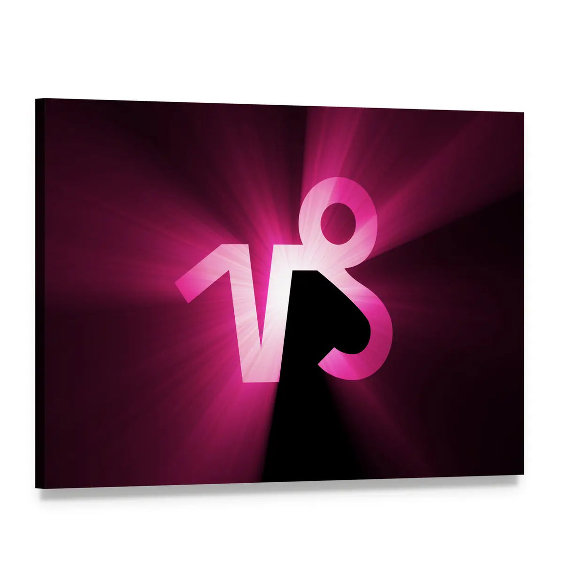Capricorn Zodiac Symbol Canvas Wall Art, single panel gallery wrapped canvas, angled product view