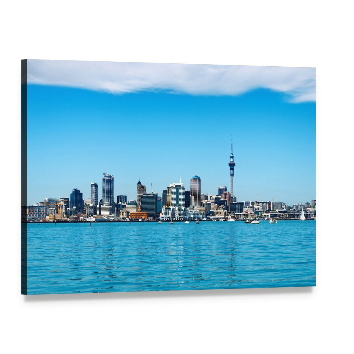 Auckland City Skyline Canvas Wall Art, single panel gallery wrapped canvas, angled product view