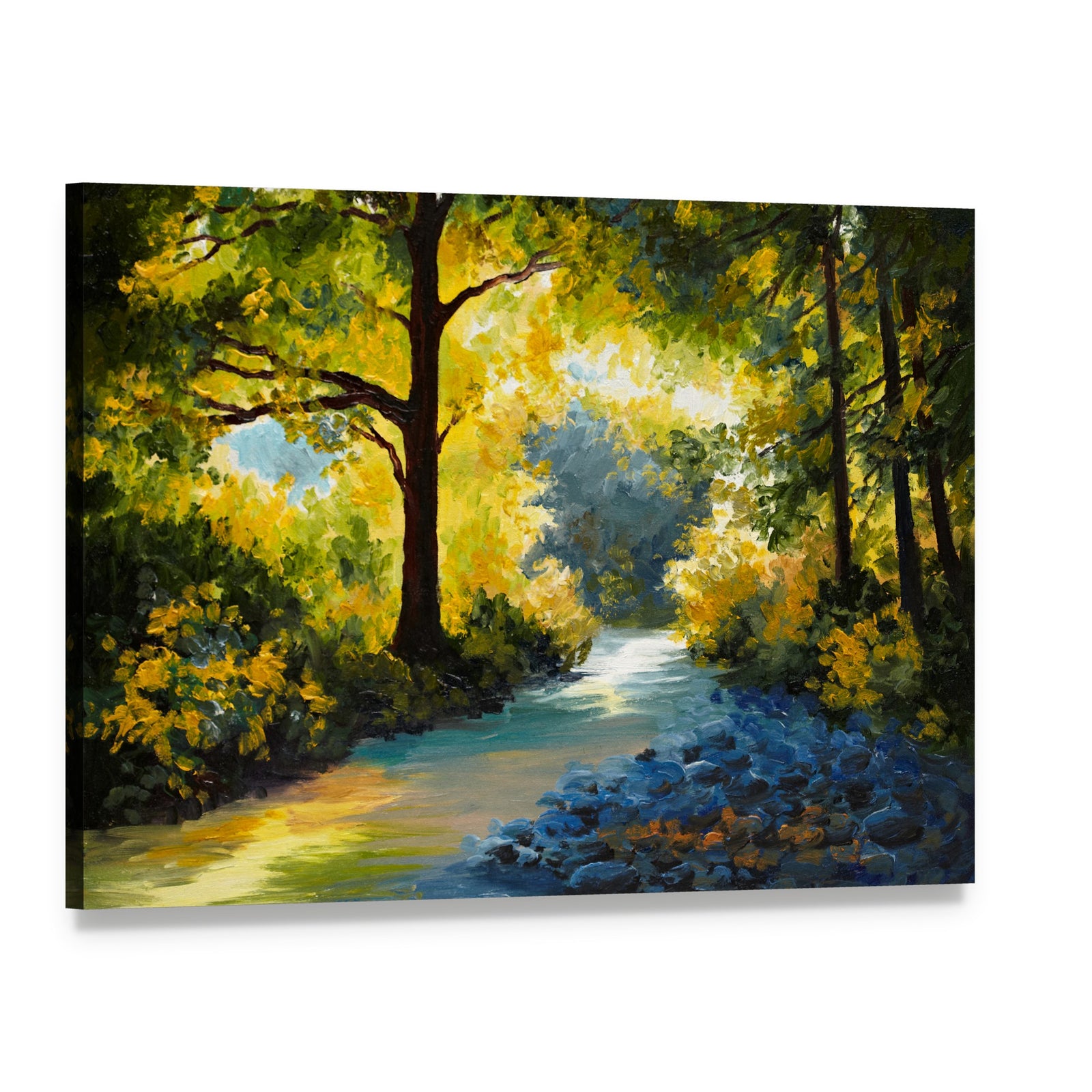 Summer Forest Meadow with Violets Canvas Wall Art, single panel gallery wrapped canvas, angled product view