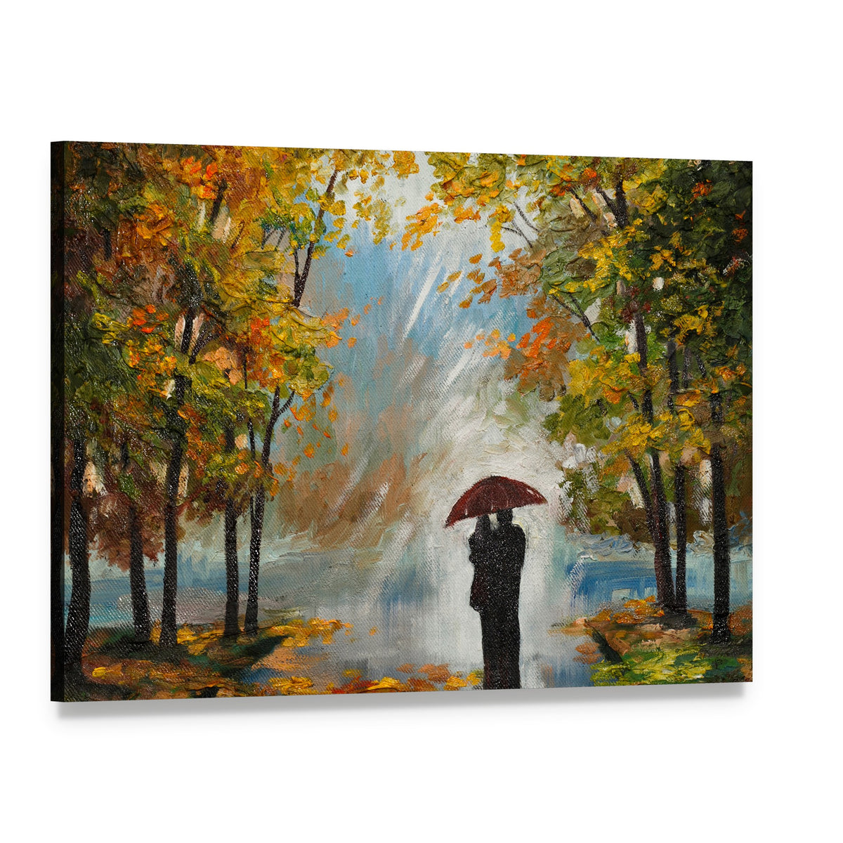 Couple in the Forest Canvas Wall Art, single panel gallery wrapped canvas, angled product view