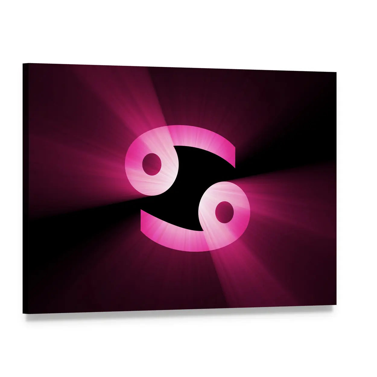 Magenta Cancer Zodiac Symbol Canvas Wall Art, single panel gallery wrapped canvas, angled product view