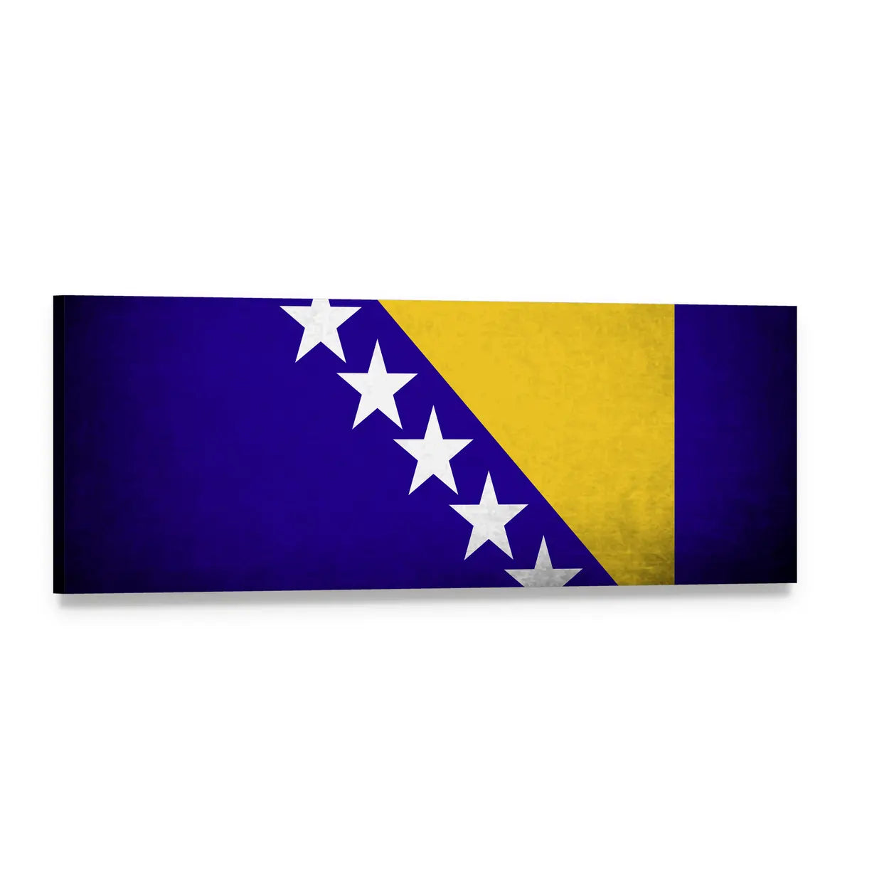Bosnia and Herzegovina Flag Panoramic Canvas Wall Art, single panel gallery wrapped canvas, angled product view
