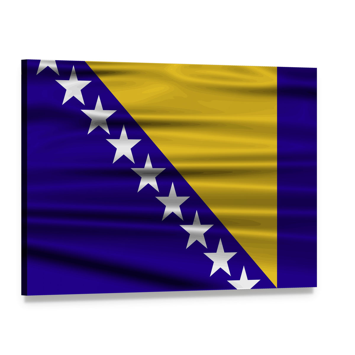 Bosnia and Herzegovina Flag Canvas Wall Art, single panel gallery wrapped canvas, angled product view