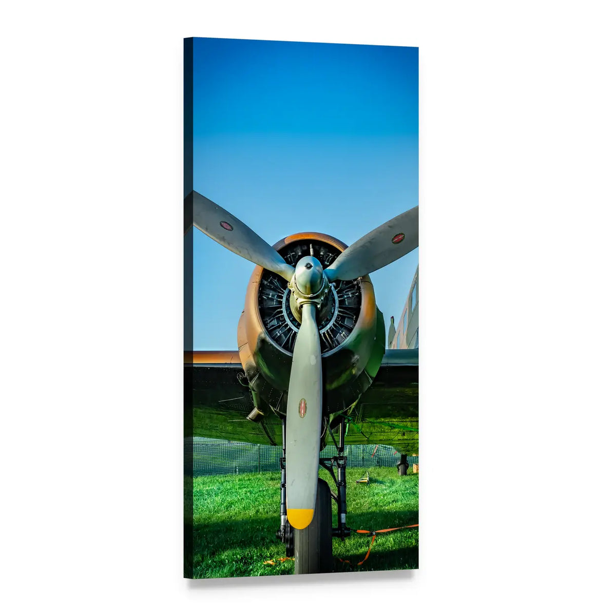 Vintage Airplane Propeller Close-up Vertical Canvas Wall Art, 1 panel 1 Vertical layout gallery wrapped canvas set, angled product view