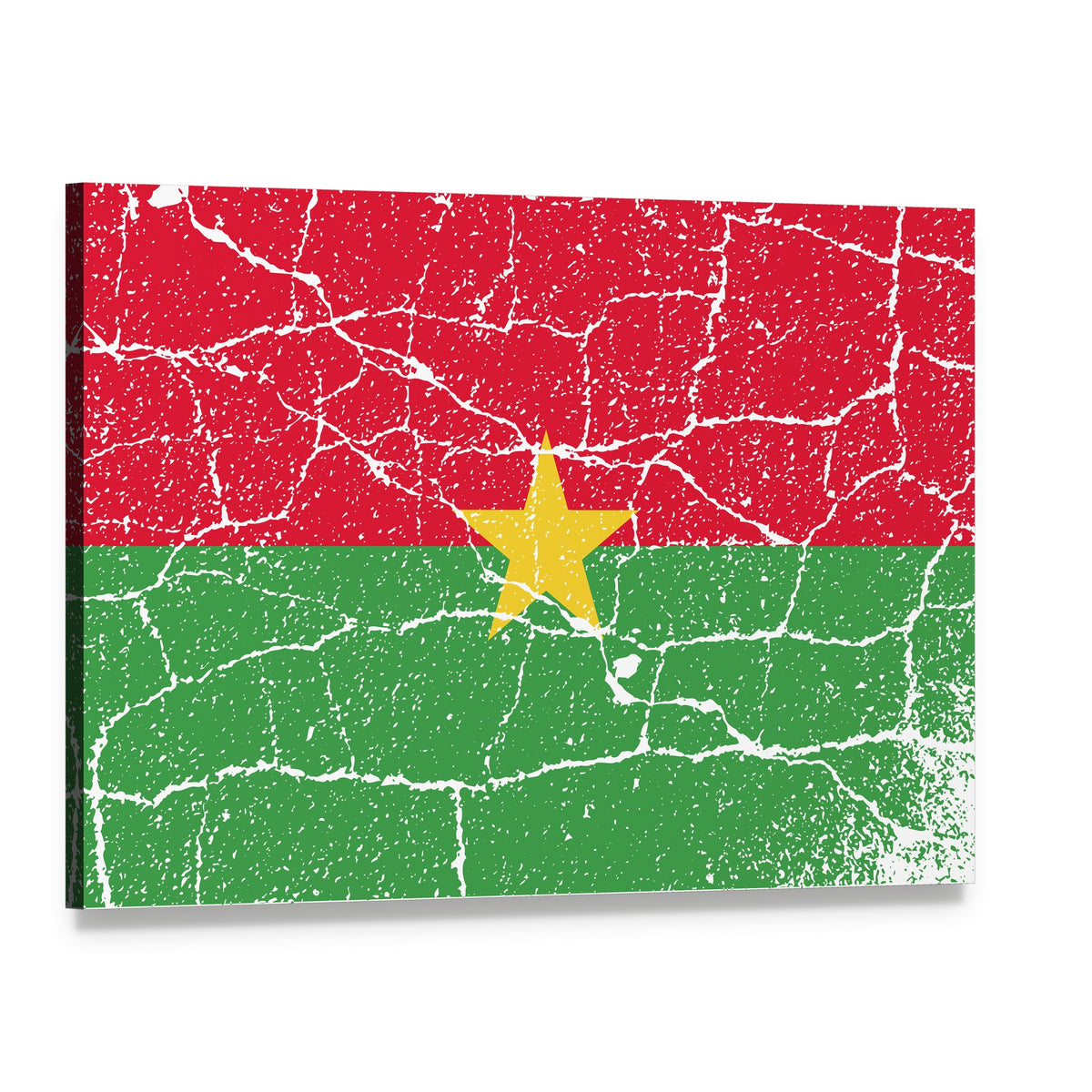 Burkina Faso Flag with Cracked Texture Canvas Wall Art, single panel gallery wrapped canvas, angled product view