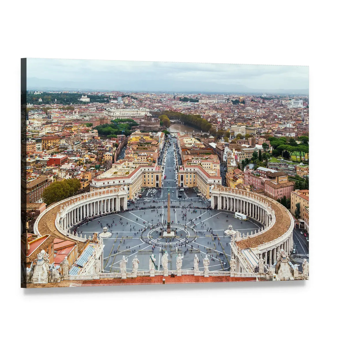 St. Peter's Square, Rome Canvas Wall Art, single panel gallery wrapped canvas, angled product view