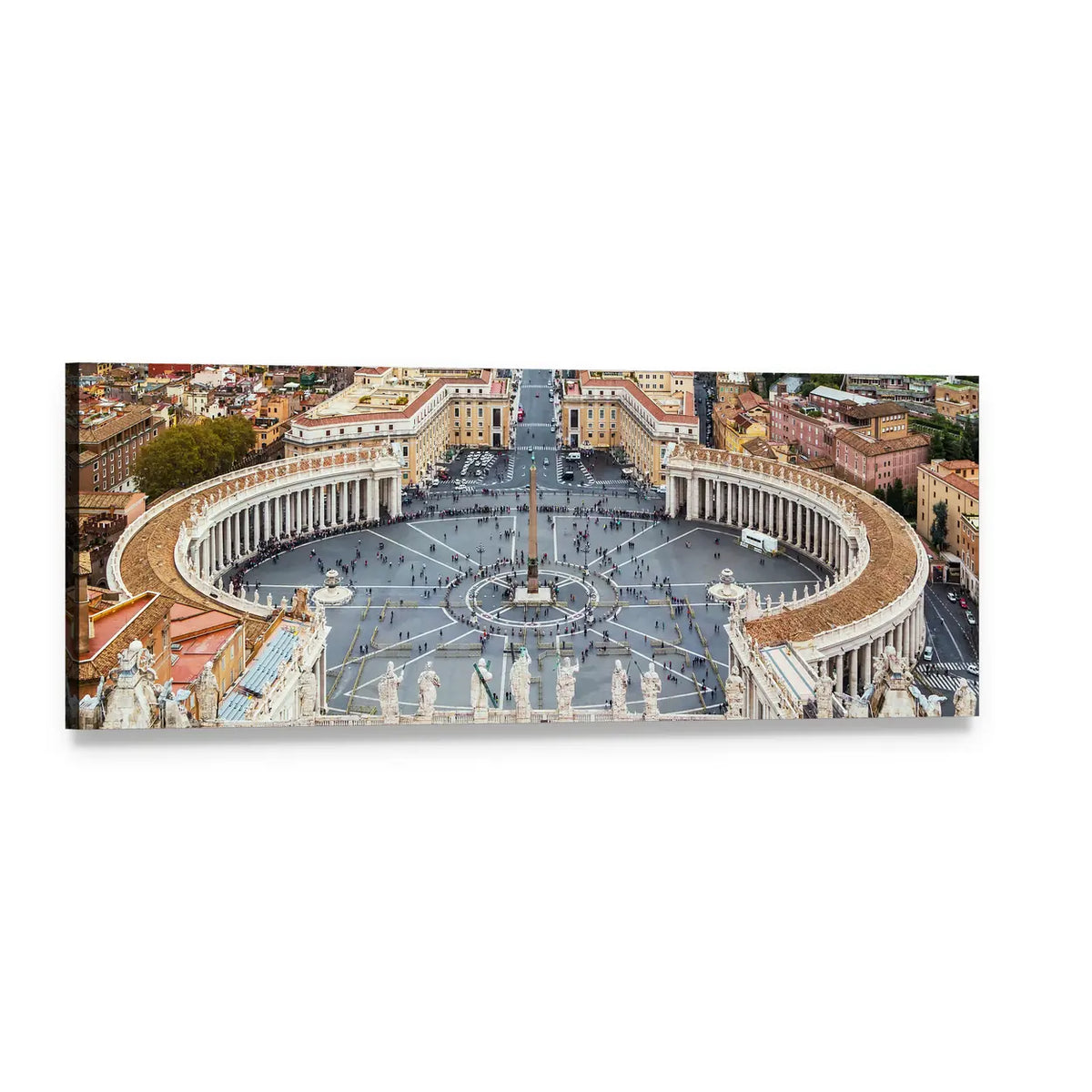 St. Peter's Square Bird's-eye View Panoramic Canvas Wall Art, single panel gallery wrapped canvas, angled product view