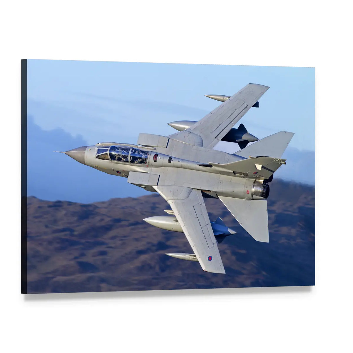 Tornado Gr4 Fighter Jet Over Mountains Canvas Wall Art, single panel gallery wrapped canvas, angled product view