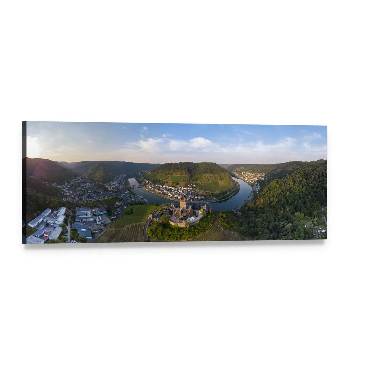 Imperial Castle Above River Bend, Germany Panoramic Canvas Wall Art, single panel gallery wrapped canvas, angled product view
