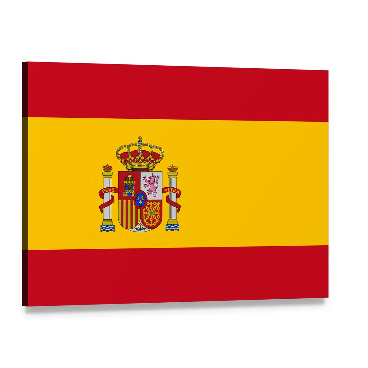 Flag of Spain with Coat of Arms Canvas Wall Art, single panel gallery wrapped canvas, angled product view