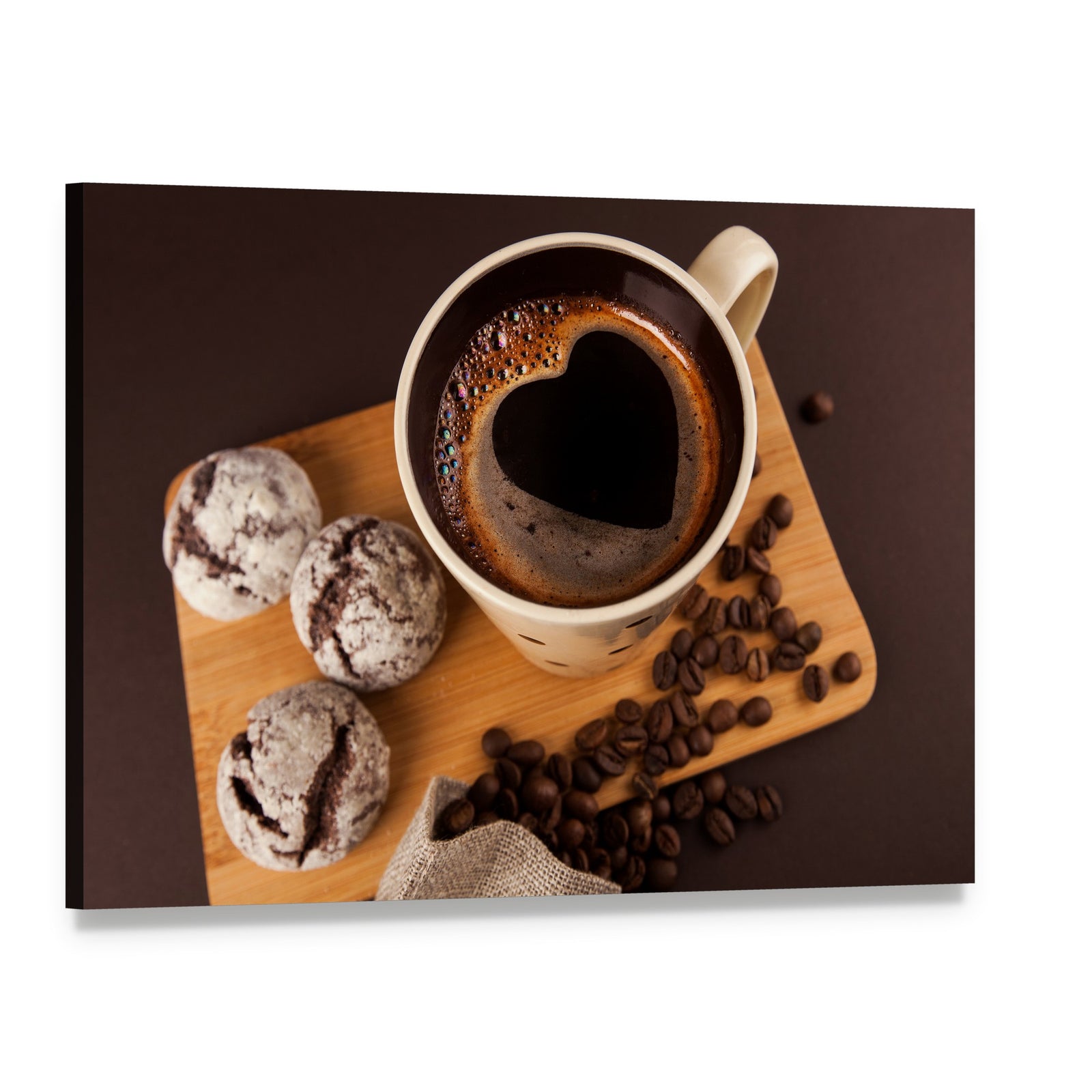 Cup of Coffee Canvas Wall Art, single panel gallery wrapped canvas, angled product view