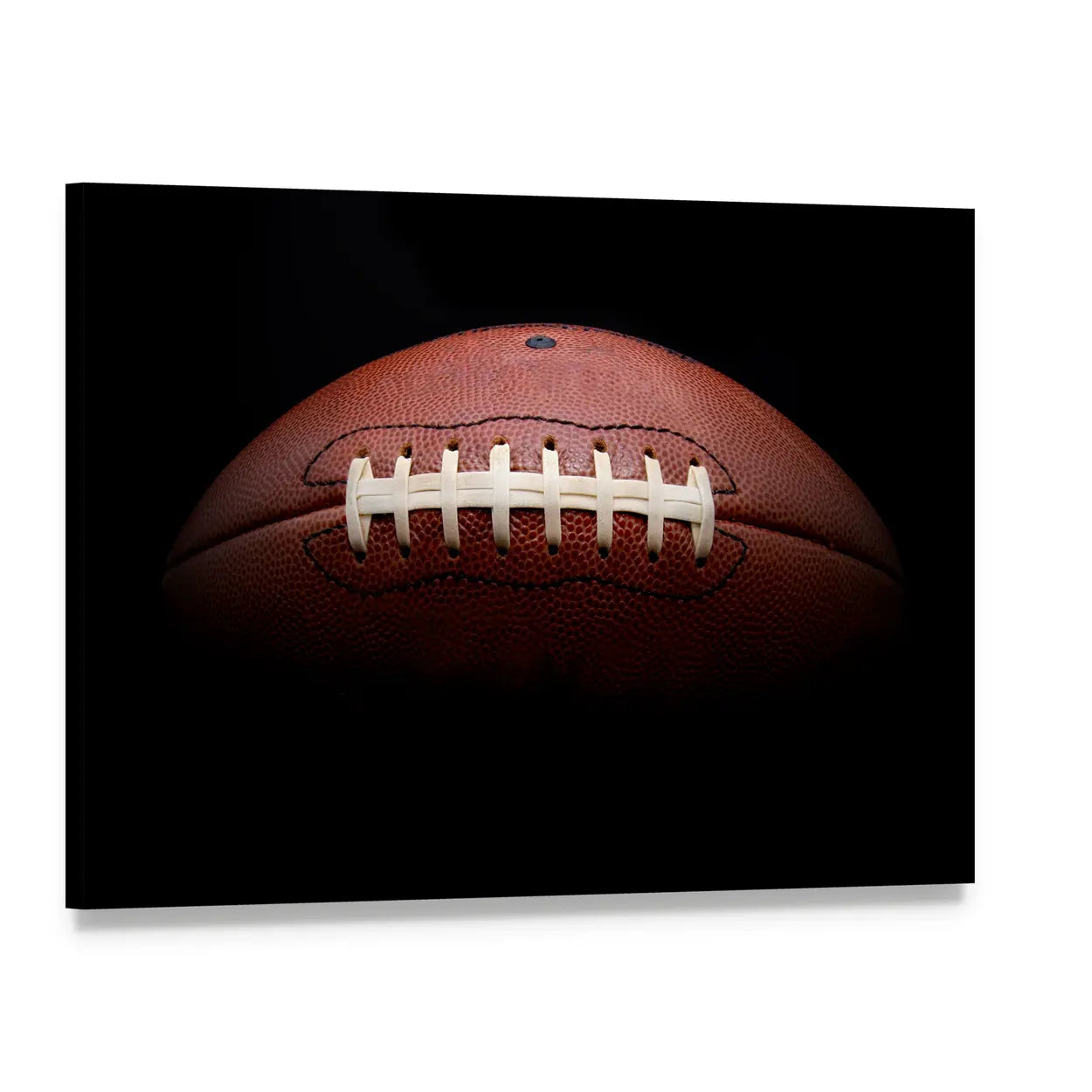 American Football Close-up with White Laces Canvas Wall Art, single panel gallery wrapped canvas, angled product view