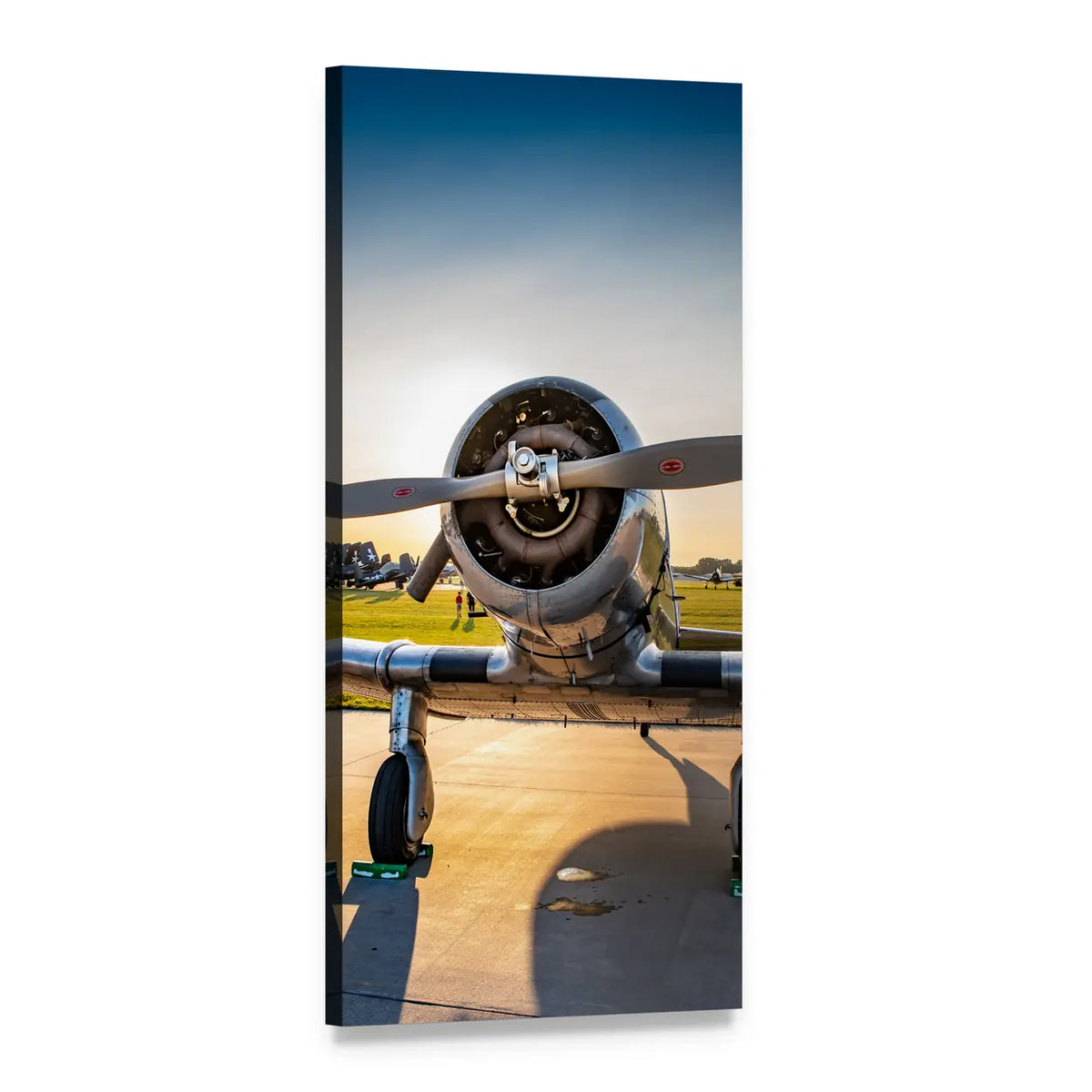 Vintage Military Fighter Aircraft Vertical Canvas Wall Art, 1 panel 1 Vertical layout gallery wrapped canvas set, angled product view