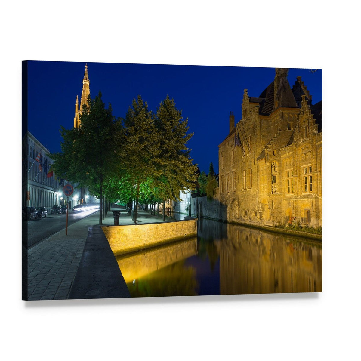 Dijver Canal and Church Canvas Wall Art, single panel gallery wrapped canvas, angled product view
