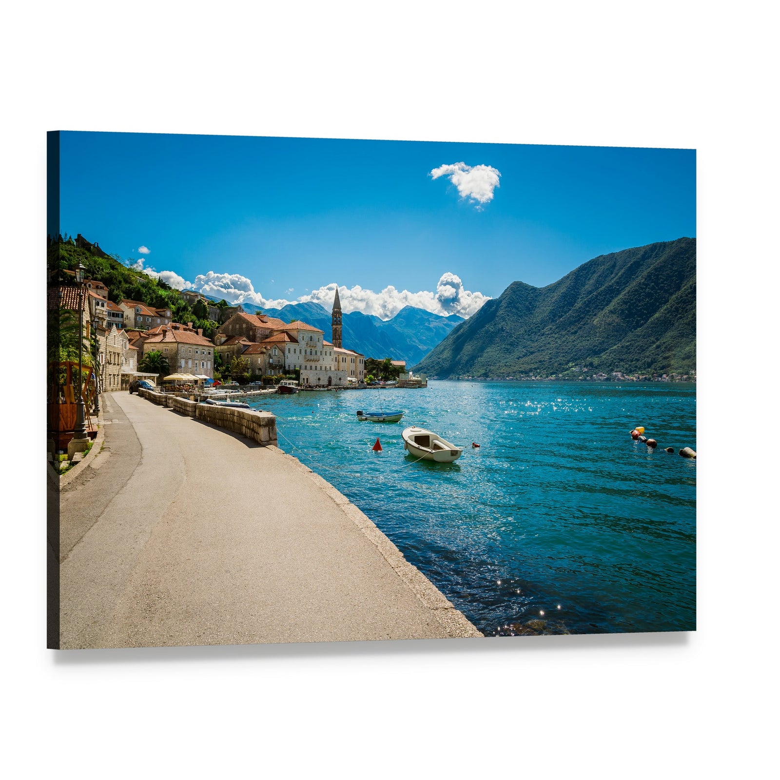 Boka Kotor Bay in Montenegro Canvas Wall Art, single panel gallery wrapped canvas, angled product view